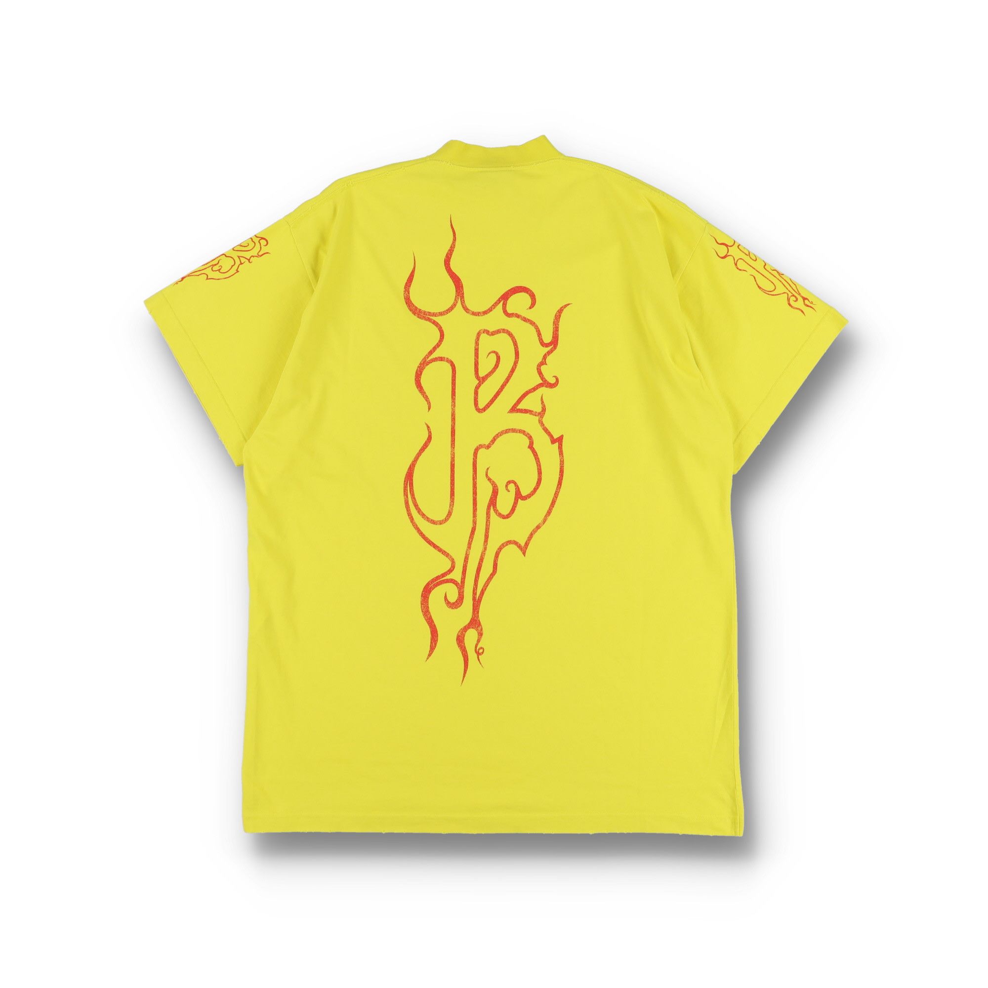 Balenciaga Yellow Distressed Darkwave Logo Oversized T-Shirt Size US XS / EU 42 / 0 - 9 Thumbnail