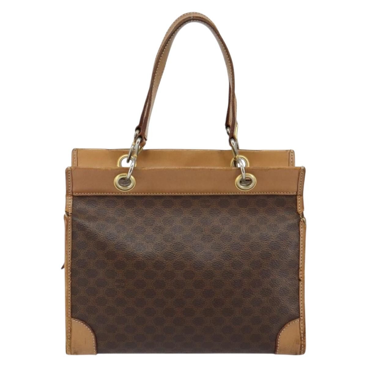 Celine CELINE Macadam Canvas Hand Bag Brown Gold Size ONE SIZE - 3 Thumbnail