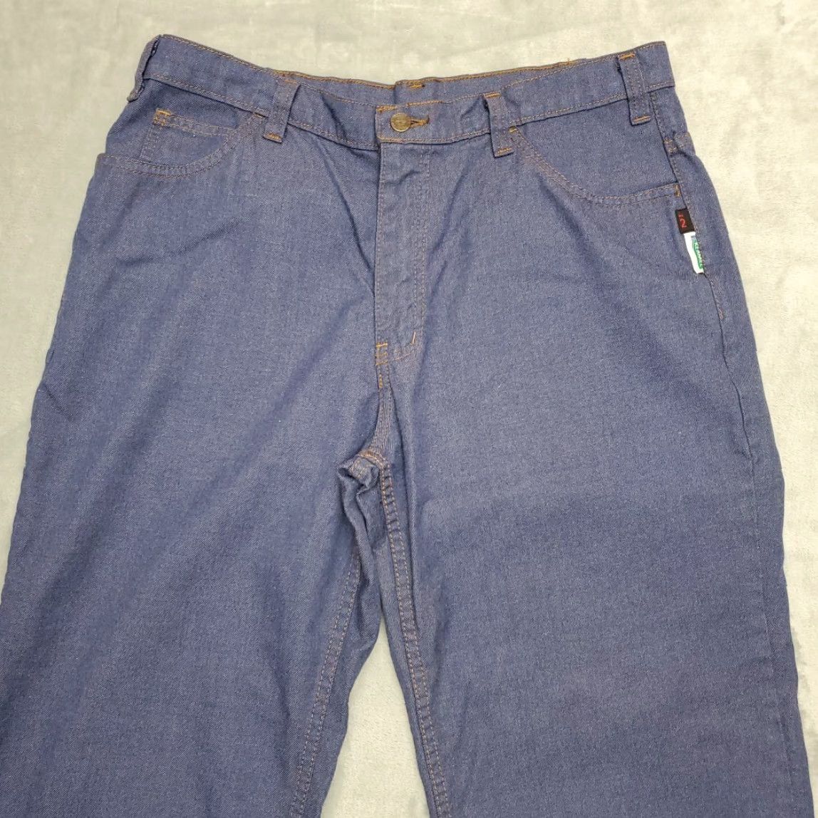 Denime VTG Tough Duck FR Jeans Mens 36x36 Blue Denim HRC2 Fire Flame Resistant 5-Pocket Cargo Pants Reg Waist 36 Inseam 35 Color Blue Mens Size US 36 / EU 52 - 3 Thumbnail
