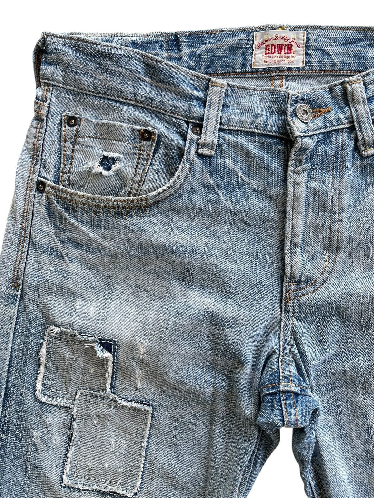 Vintage Vintage Edwin EV Distressed Patchwork Denim Size US 33 - 6 Thumbnail