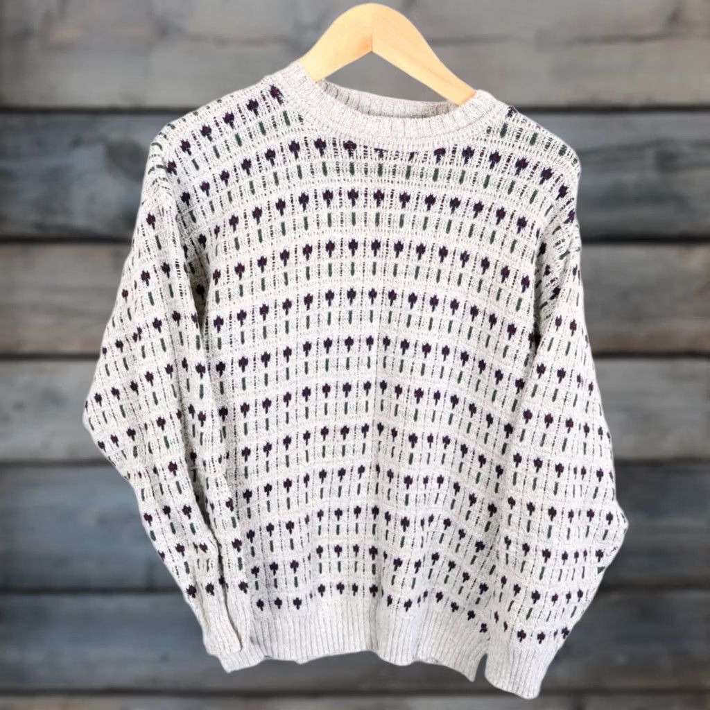 Vintage VINTAGE Towncraft Sweater Men’s Medium Gray Geometric Pattern Textured Knit Size US M / EU 48-50 / 2 - 1 Thumbnail