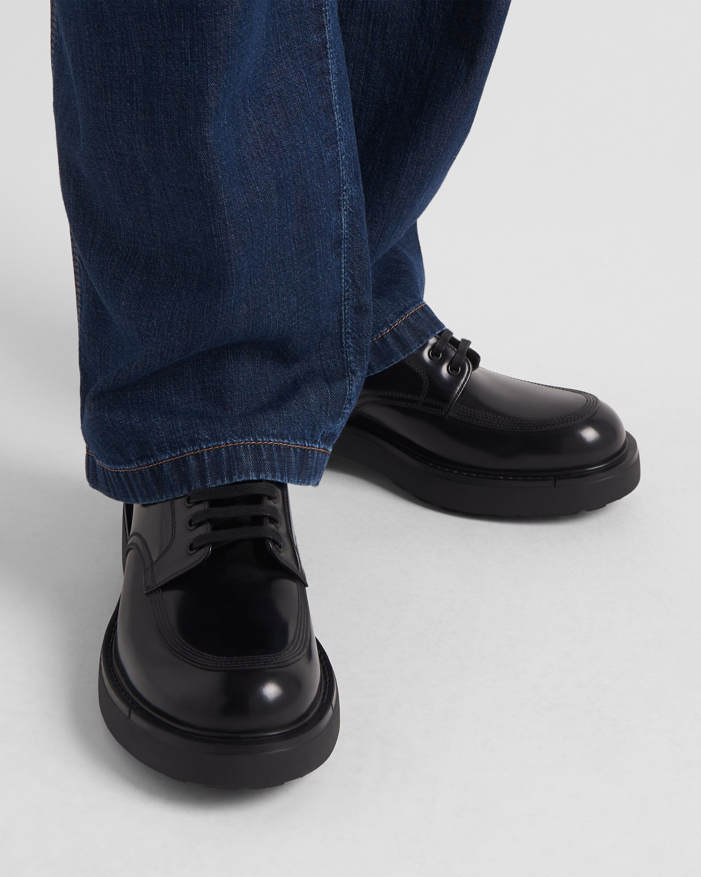 Prada o1bcso1str1025 Spazzolato Derby Shoes in Black Size US 11 / EU 44 - 3 Thumbnail