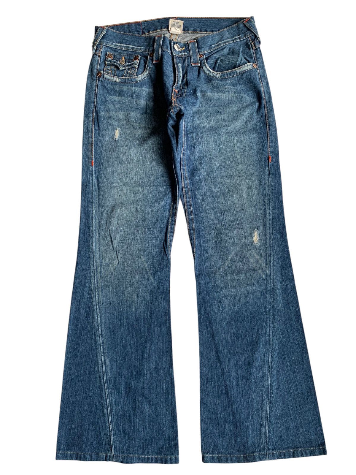 Japanese Brand FLARE 💥 TRUE RELIGION MADE IN USA PUNK STYLE DENIM JEANS Size US 34 / EU 50 - 2 Thumbnail