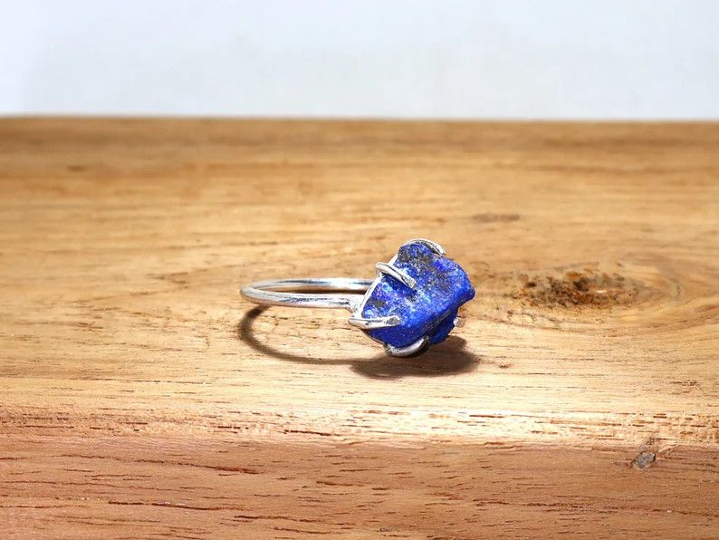 Handmade Lapis Lazuli Ring, 925 Sterling Silver Handmade Boho Jewelry Size ONE SIZE - 4 Thumbnail