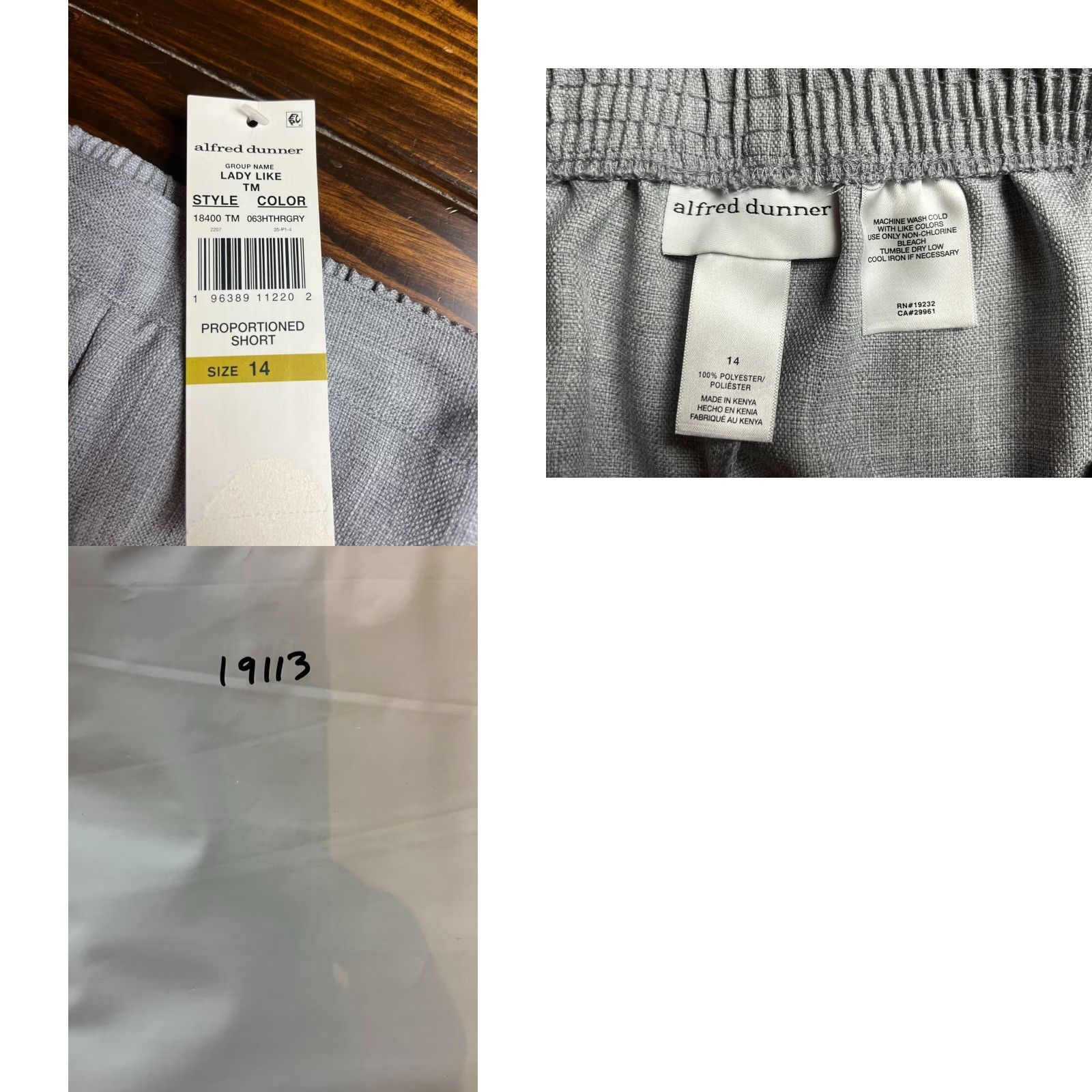 Vintage Alfred Dunner Pants Womens 14 Gray Classic Fit Elastic Waist Proportioned Shorts Size 36" / US 14 / IT 50 - 8 Thumbnail