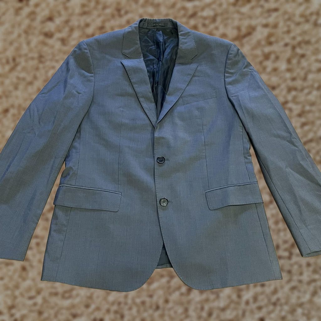 Hugo Boss HUGO BOSS Blazer Mens 40S Navy Pinstripe Wool Sport Coat Jacket Single-Breasted Two-Button Notch Lapel 2 Piece Formal Business Size 40R - 1 Thumbnail