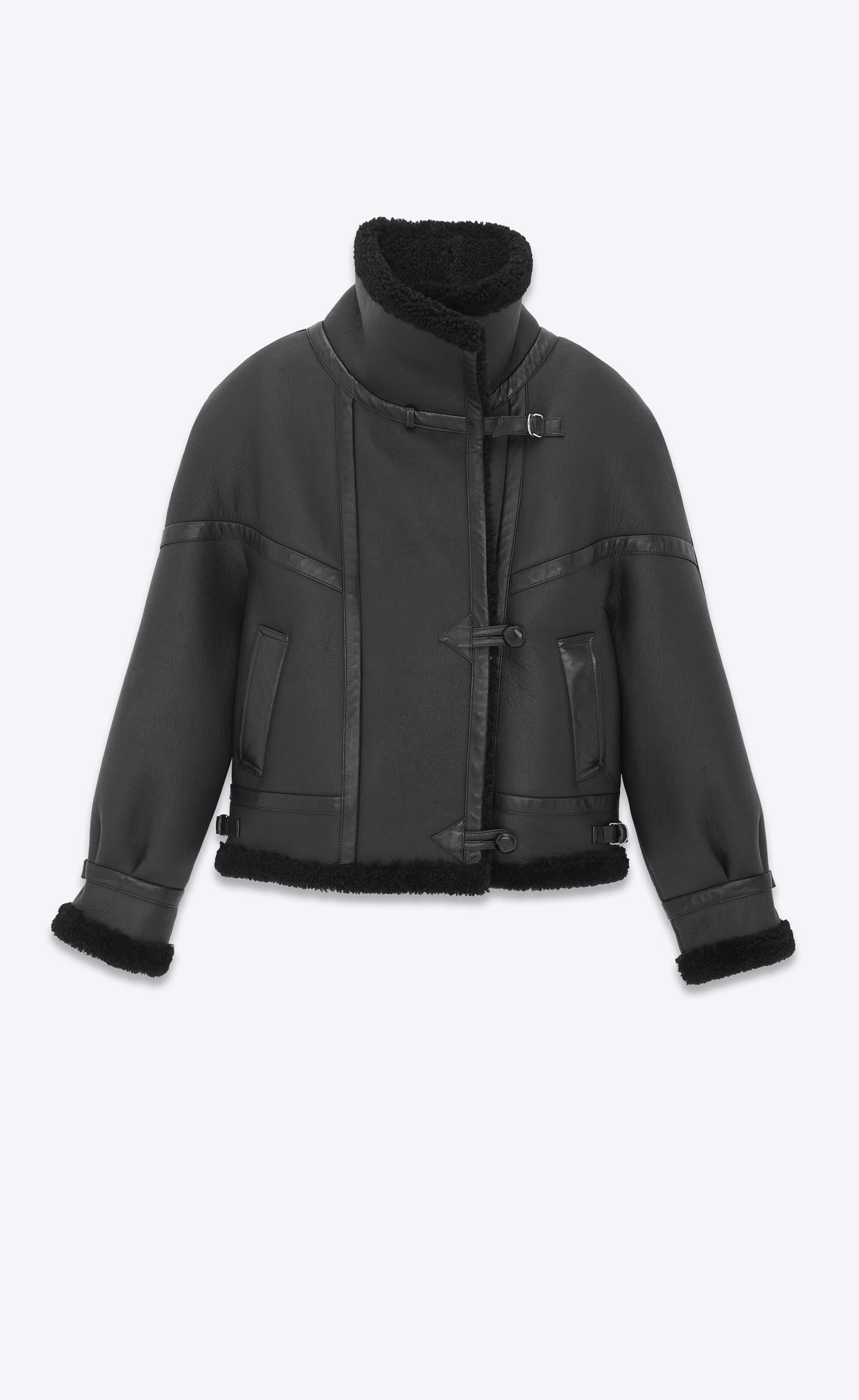 Saint Laurent Paris o1tr1nto0325 755790 Aviator Jacket in Lambskin Shearling Size XL / US 12-14 / IT 48-50 - 3 Thumbnail
