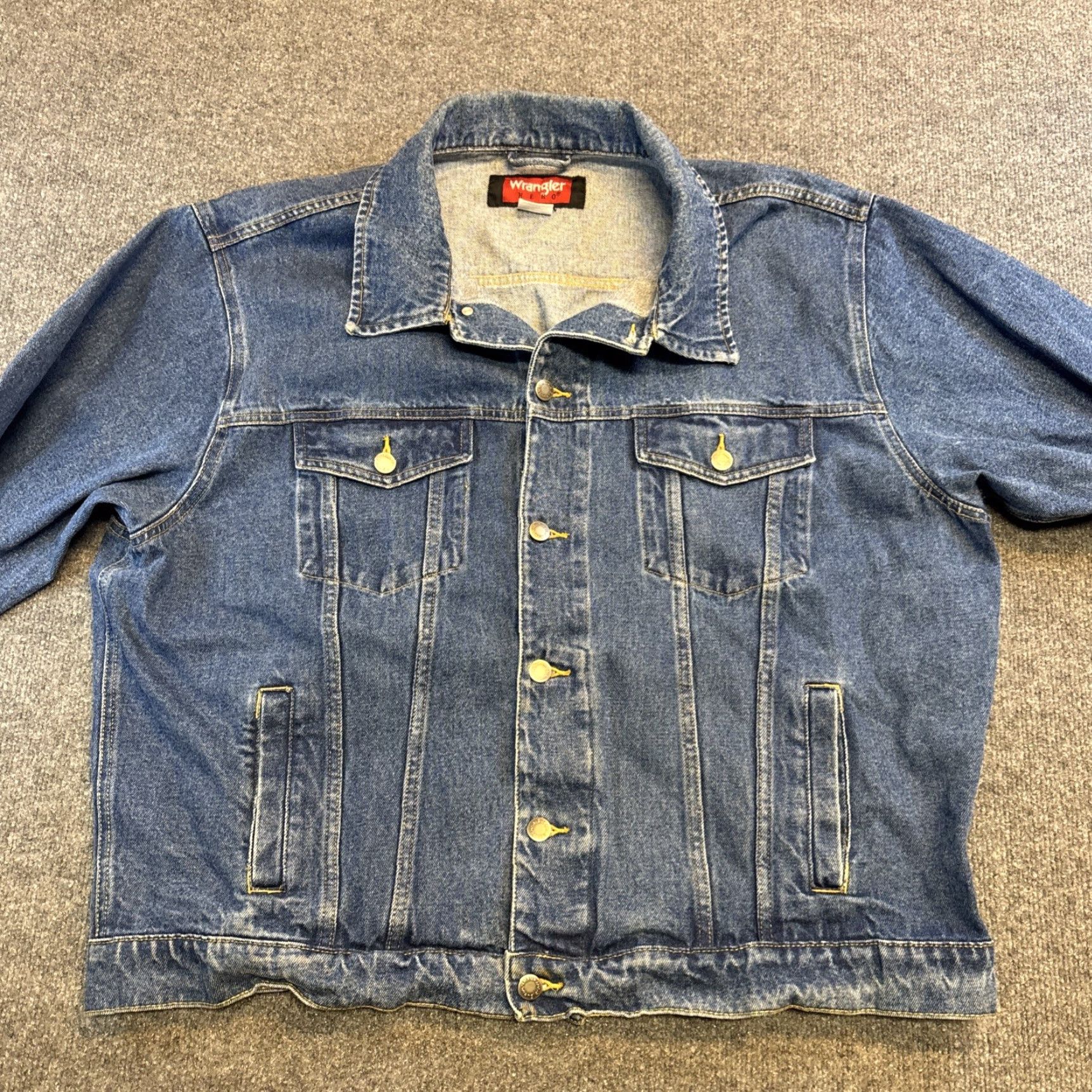 Wrangler VINTAGE Wrangler Hero Men's 2XL Blue Denim Trucker Western Cowboy Button Down Jacket Size US XXL / EU 58 / 5 - 4 Thumbnail