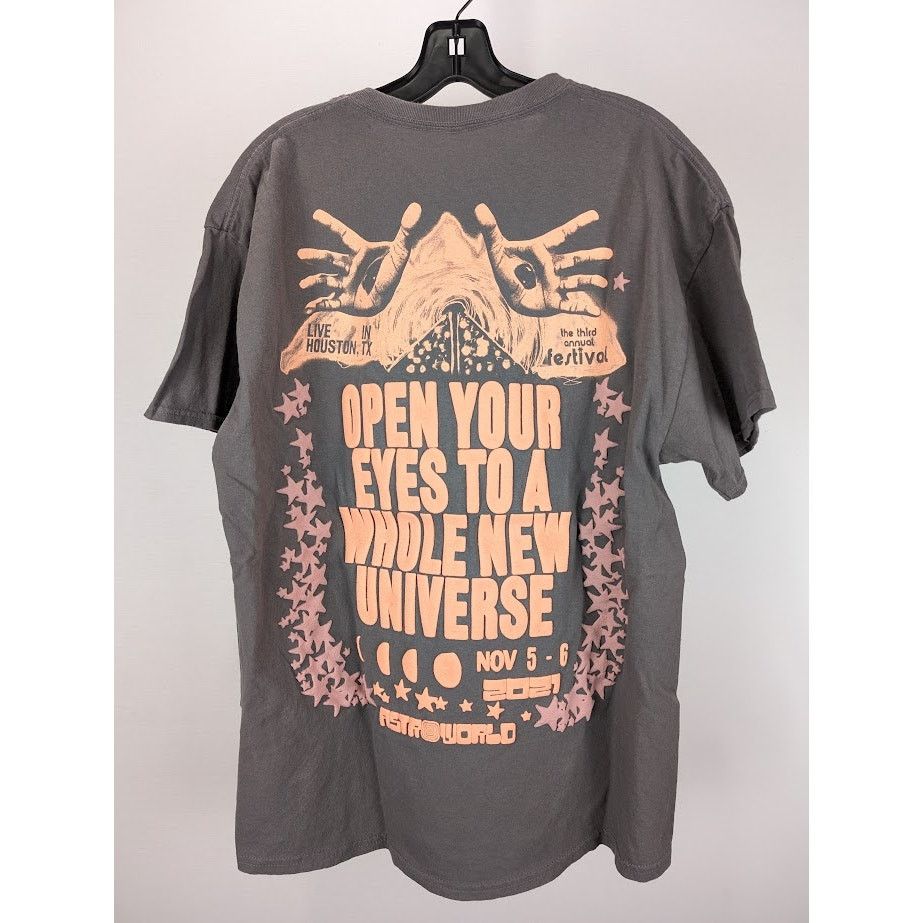 Travis Scott o1rshd1 Astrofest Open Your Eyes Tee Shirt in Grey Size US L / EU 52-54 / 3 - 14 Thumbnail