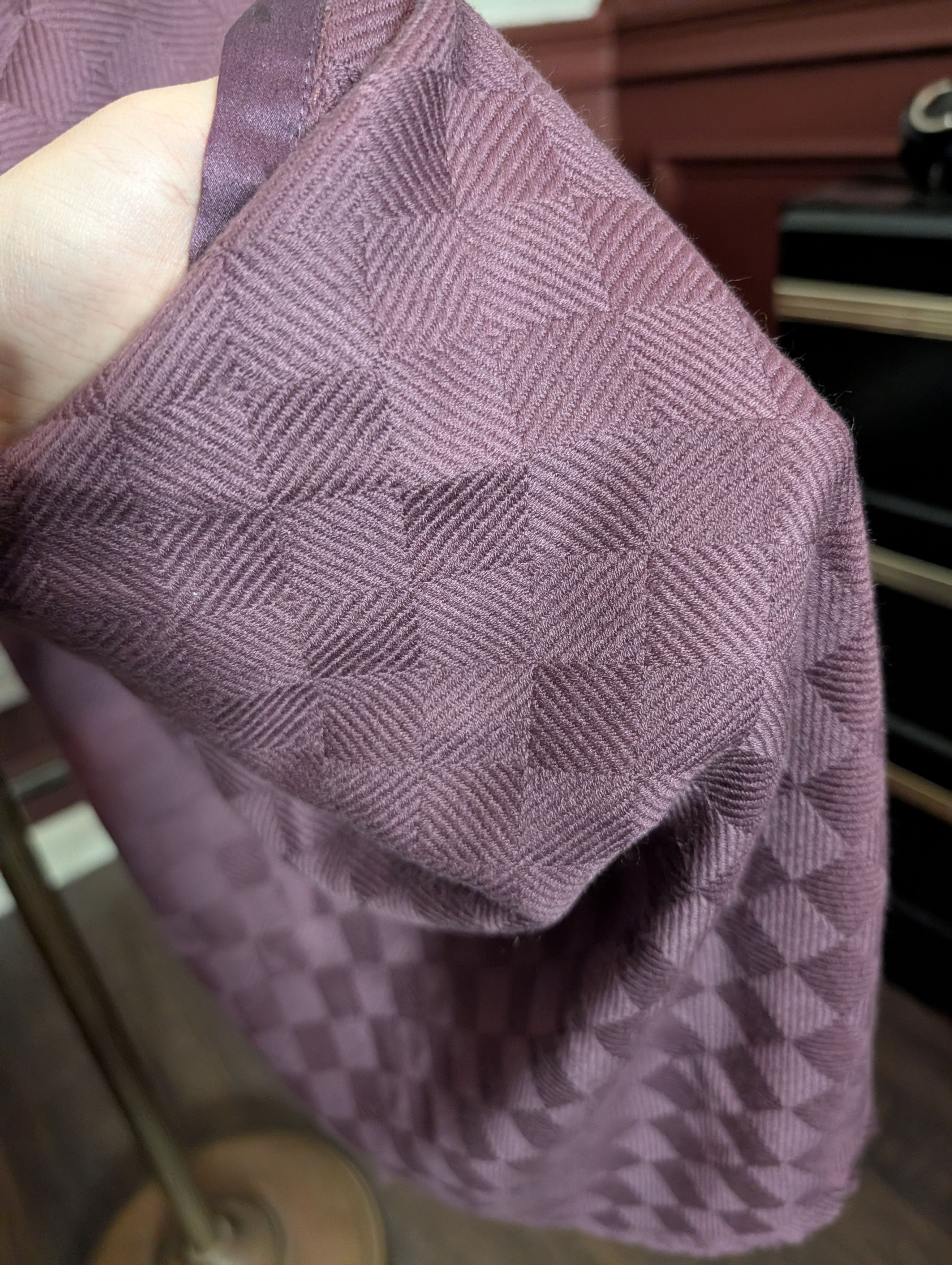 Other AMET & LADOUE pure cashmere checkered wine purple scarf Size ONE SIZE - 2 Thumbnail