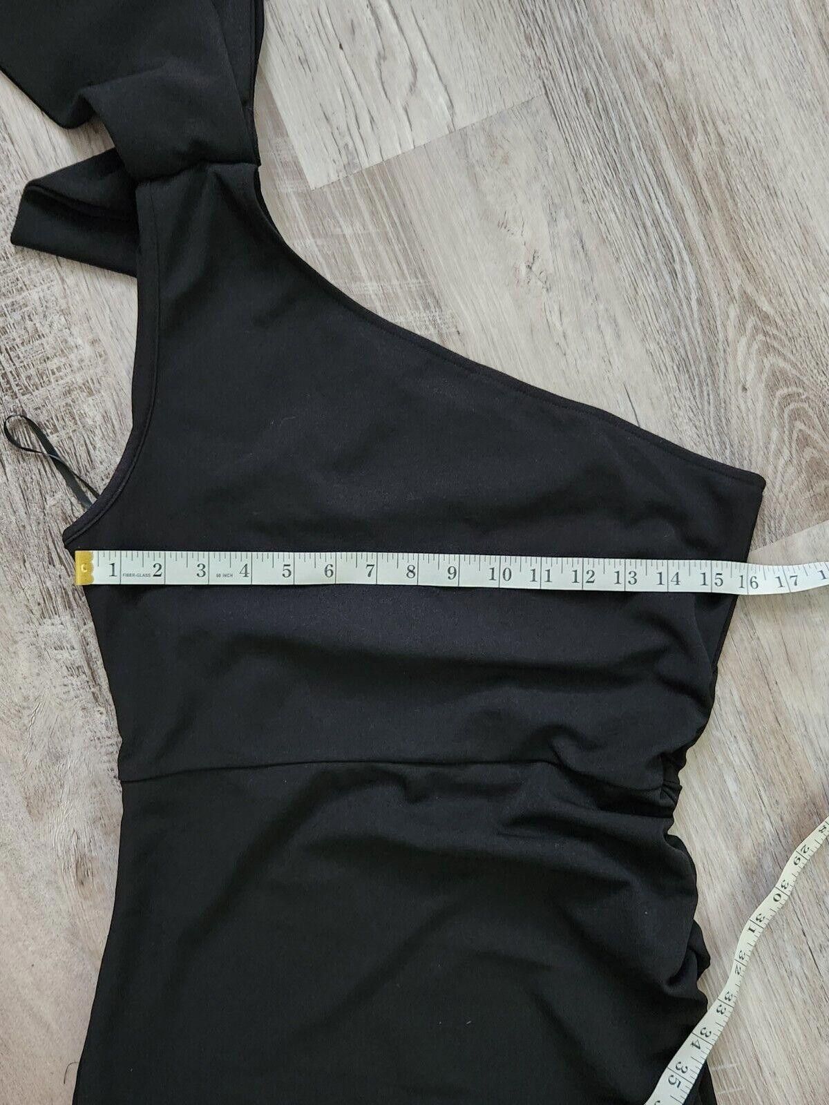 Designer Pretty Little Garden Dress Medium Black One Shoulder Slit Size M / US 6-8 / IT 42-44 - 7 Thumbnail