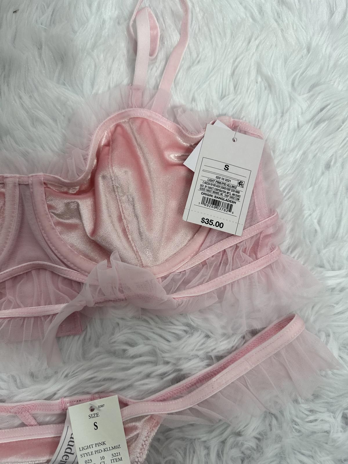 Other Pink Velvet Lingerie Set with Heart-Shaped Crossbody Bag Size ONE SIZE - 5 Thumbnail