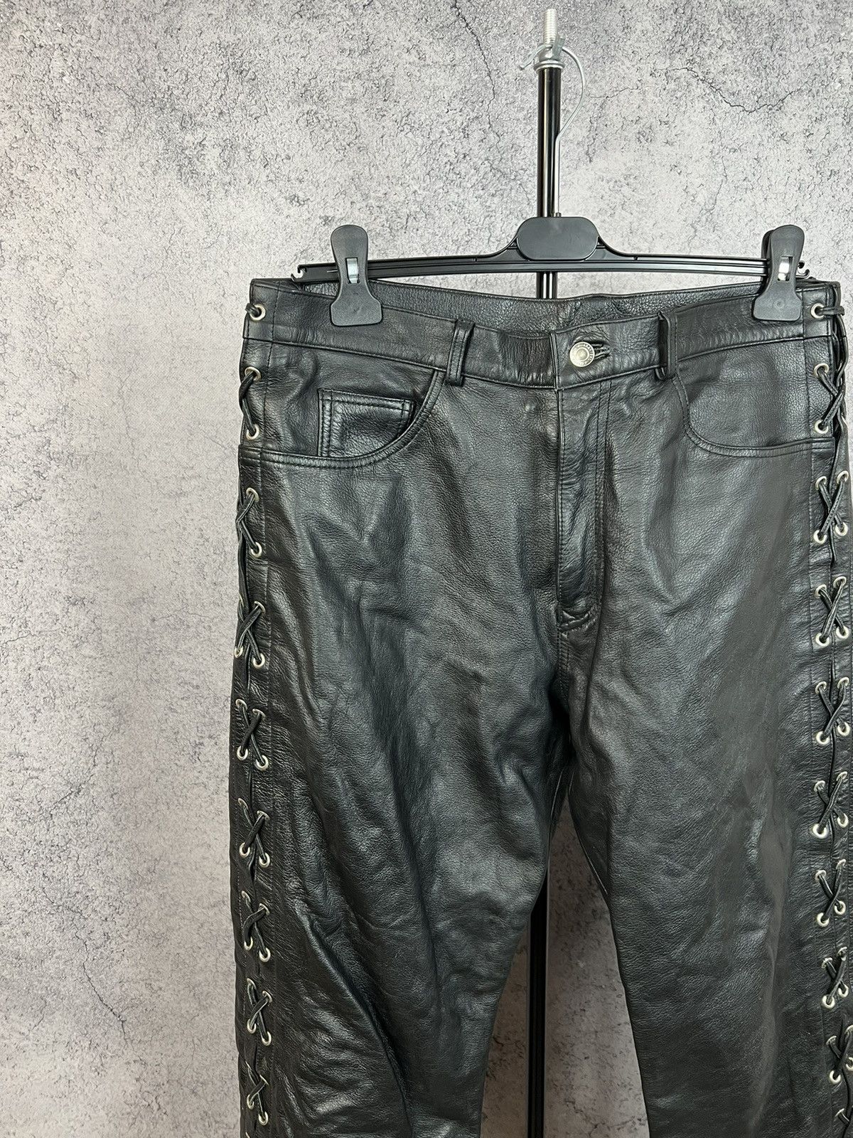 Vintage Real Leather Bikers Pants Motorcycle Y2K
