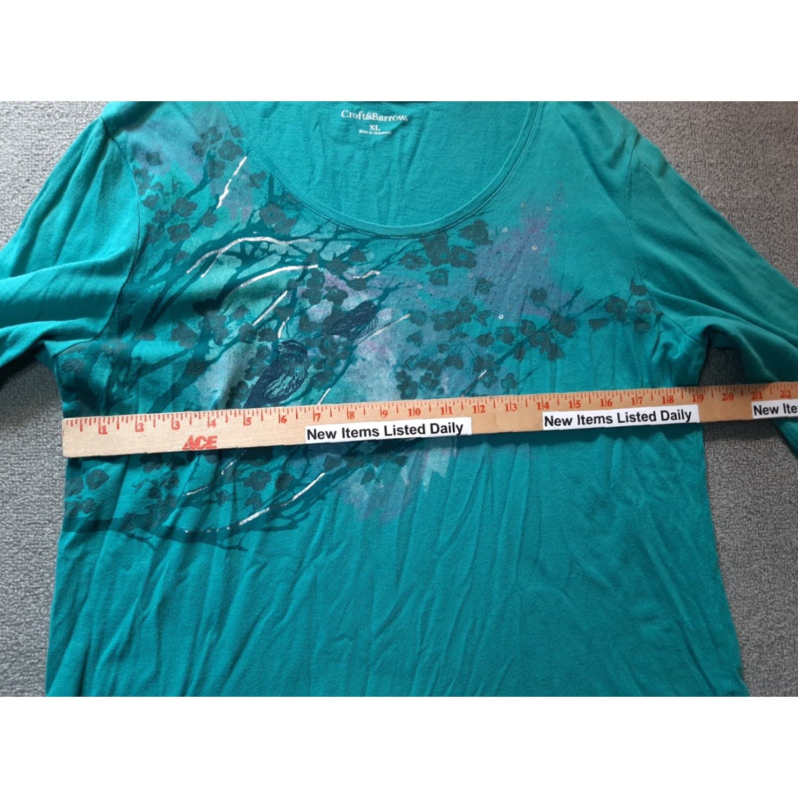Croft & Barrow VINTAGE Croft & Barrow Long Sleeve Womens XL Top Blue Floral Sequins Shirt Womens XL Blue Floral Sequins Blouse Casual Size XL / US 12-14 / IT 48-50 - 4 Thumbnail