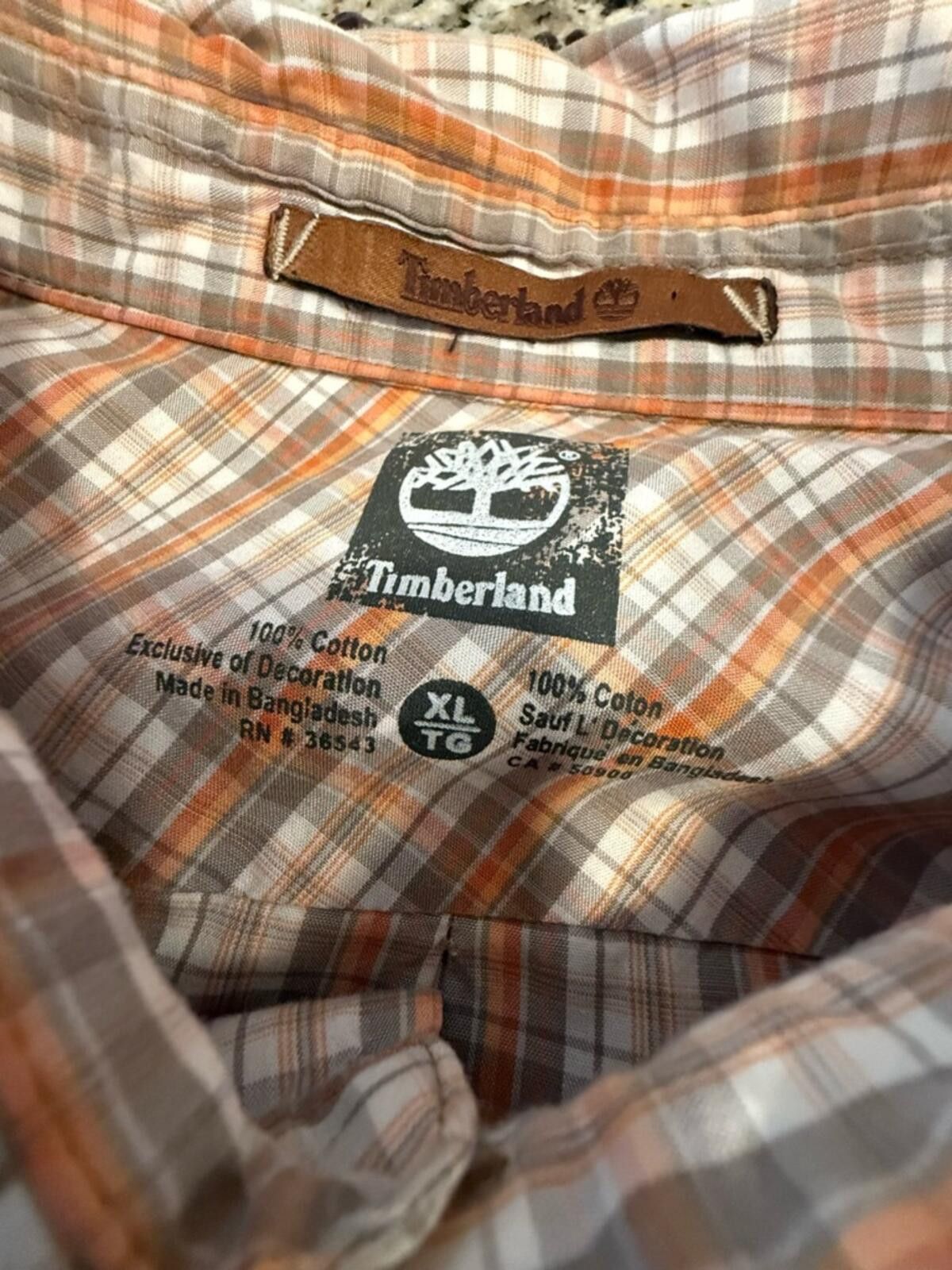 Timberland Timberland cotton plaid button up shirt cream gray orange XL Size US XL / EU 56 / 4 - 5 Thumbnail