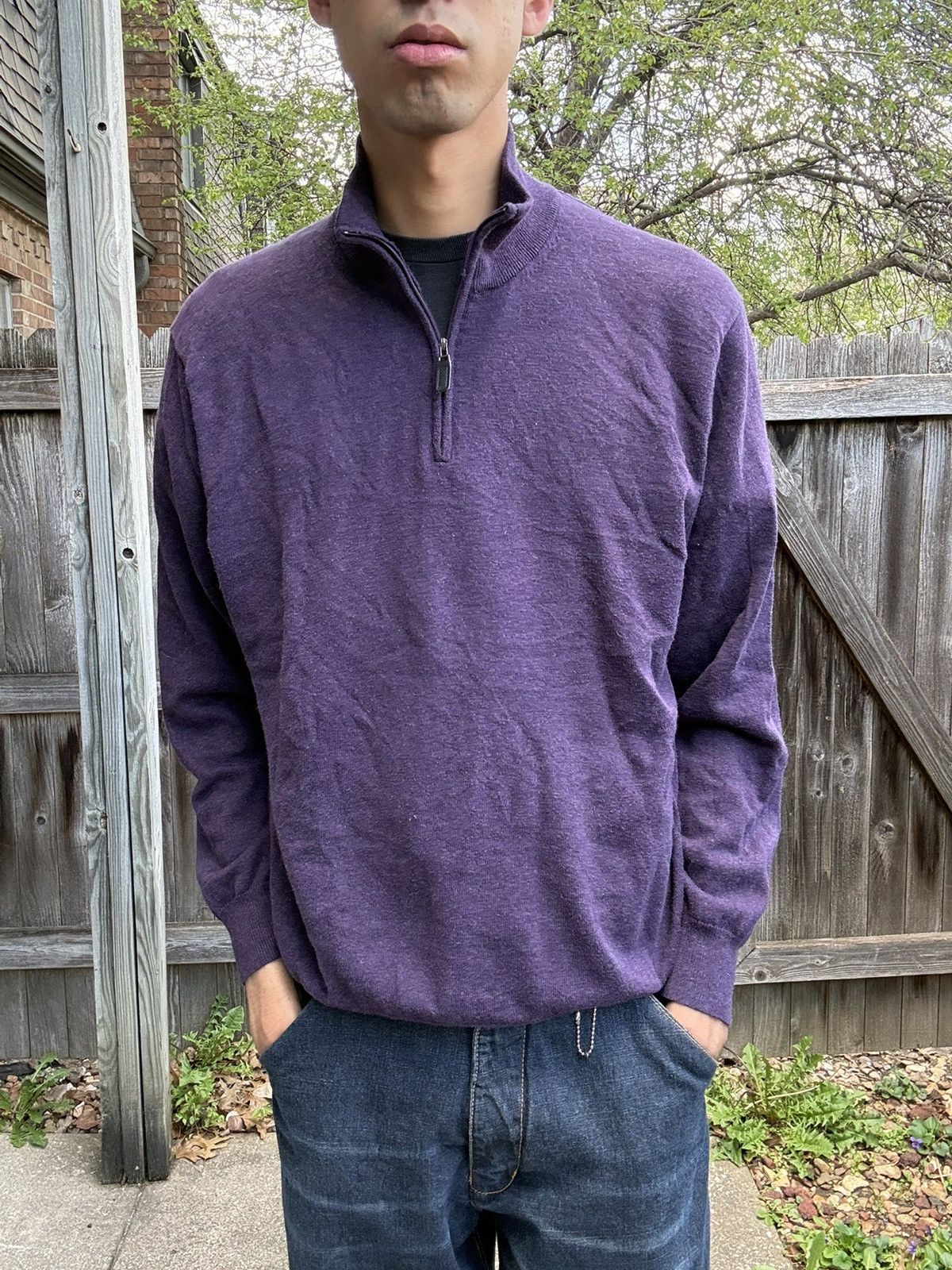 Jos. A. Bank Purple Quarter-Zip Pullover Sweater Premium Cotton Size US XL / EU 56 / 4 - 1 Thumbnail