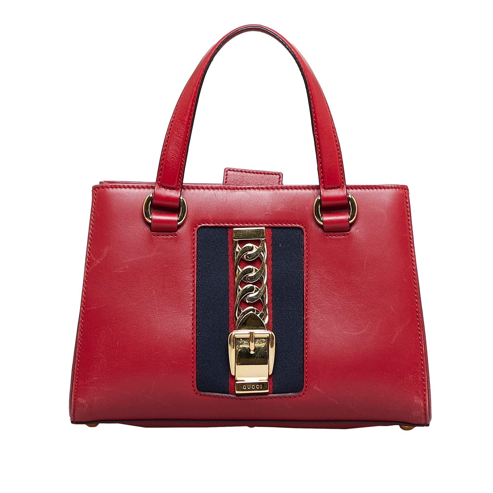 Gucci Gucci Sylvie Web Top Handle Satchel Red Size ONE SIZE - 1 Thumbnail