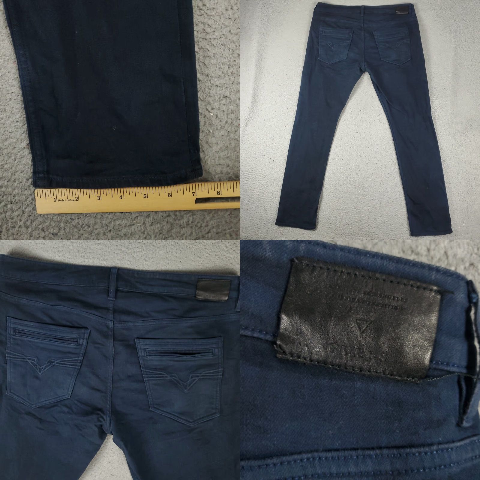 Guess GUESS Jeans Men’s 38x33 Denim Pants Skinny Slim Stretch Mid Rise Blue 5-Pocket Regular Fit Casual USA Mens Size US 38 / EU 54 - 8 Thumbnail