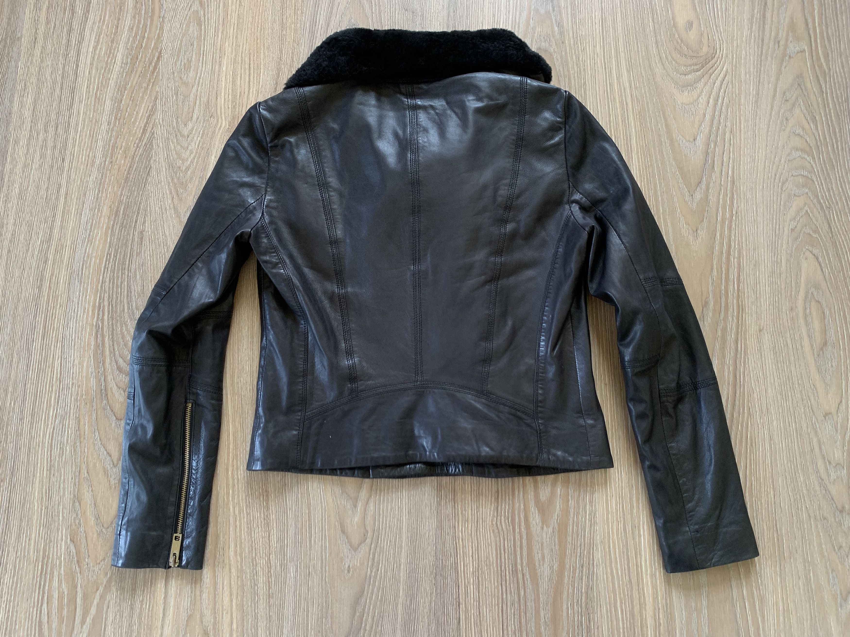 Mango Mango Black Leather Biker Jacket With Fur Size S / US 4 / IT 40 - 3 Thumbnail