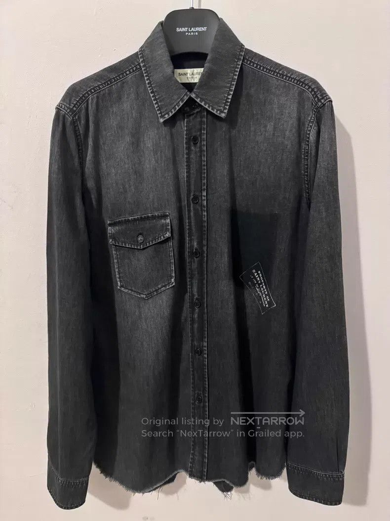 Saint Laurent Paris Saint Laurent Paris Black and Grey Aged Single Pocket Frin Size US S / EU 44-46 / 1 - 1 Thumbnail