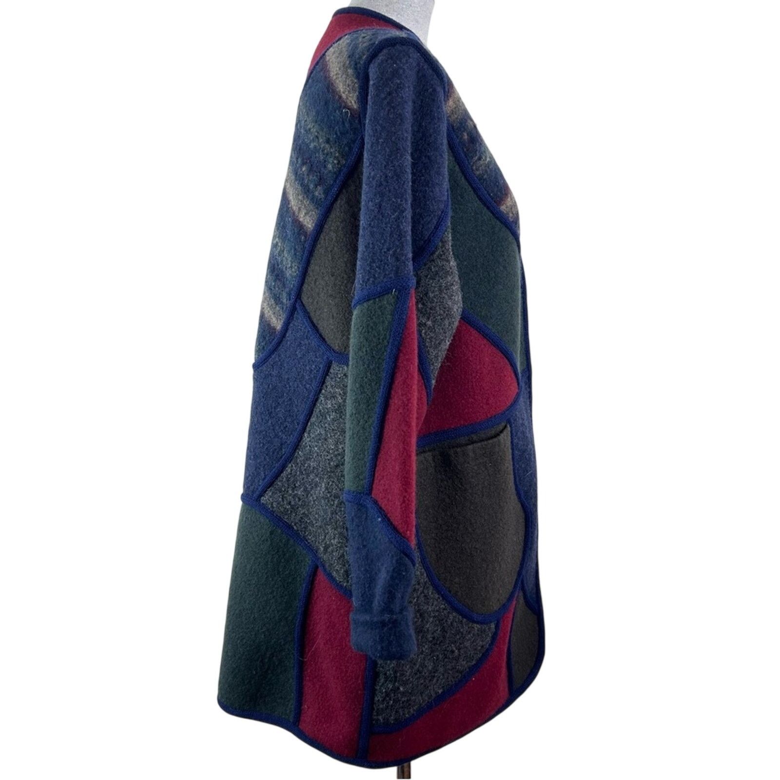 Vintage Vintage Wool Coat Mosaic Fashions Cocoon Patchwork Funky Size ONE SIZE - 3 Thumbnail