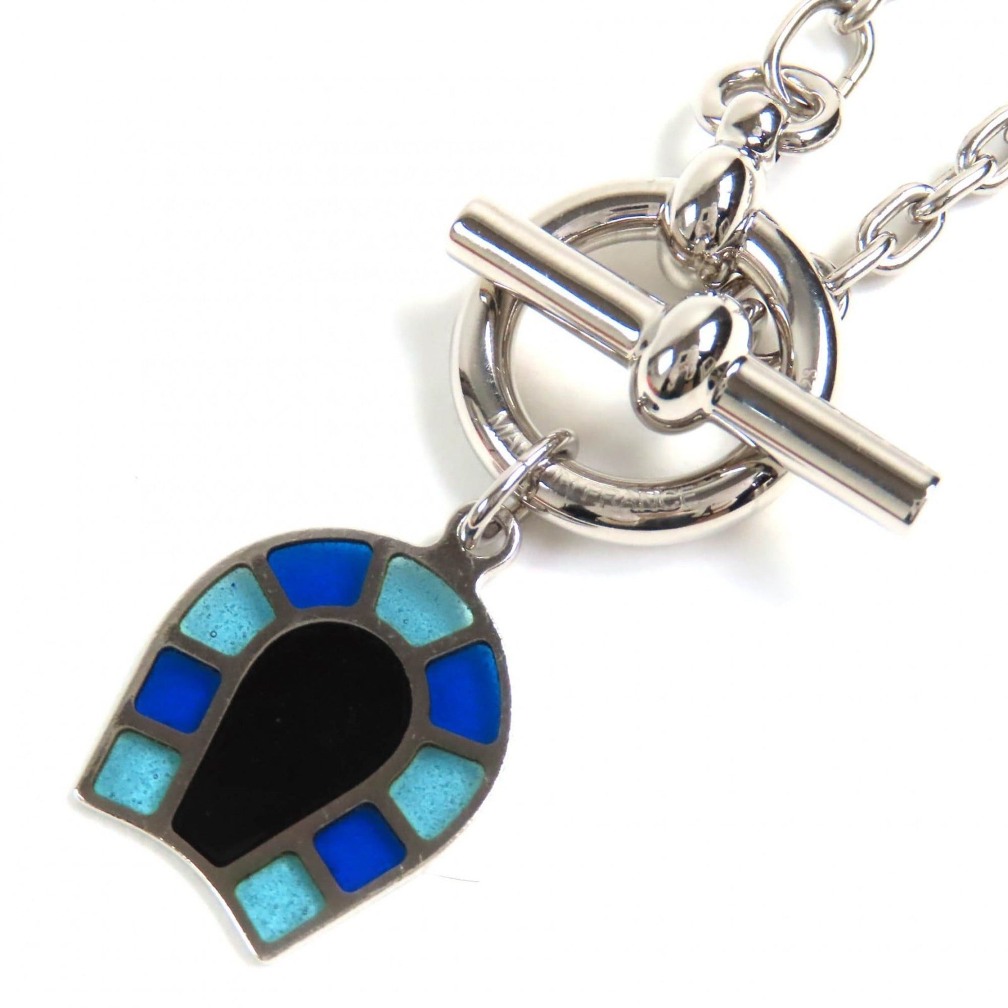 Hermes HERMES Helios Fair à Cheval Camaieu de Bleu Horseshoe Pendant Necklace, Current Model, Comes with Box and Dust Bag, Made in France, Popular for Women Size ONE SIZE - 1 Thumbnail