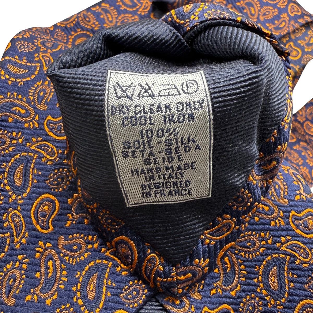 Breuer Breuer Silk Tie, Navy & Orange, Made in Italy, Like New Size ONE SIZE - 5 Thumbnail