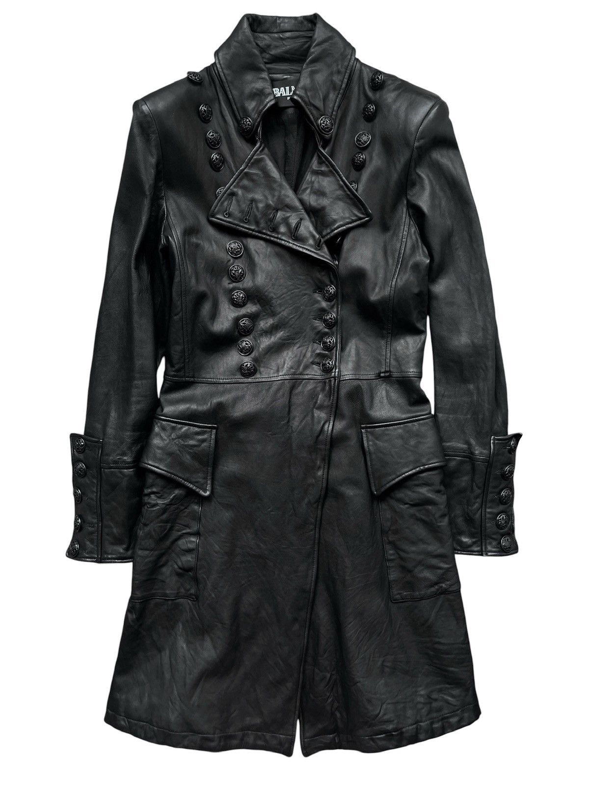 Balmain Balmain SS09 military leather coat by Christophe Decarnin Size S / US 4 / IT 40 - 1 Thumbnail