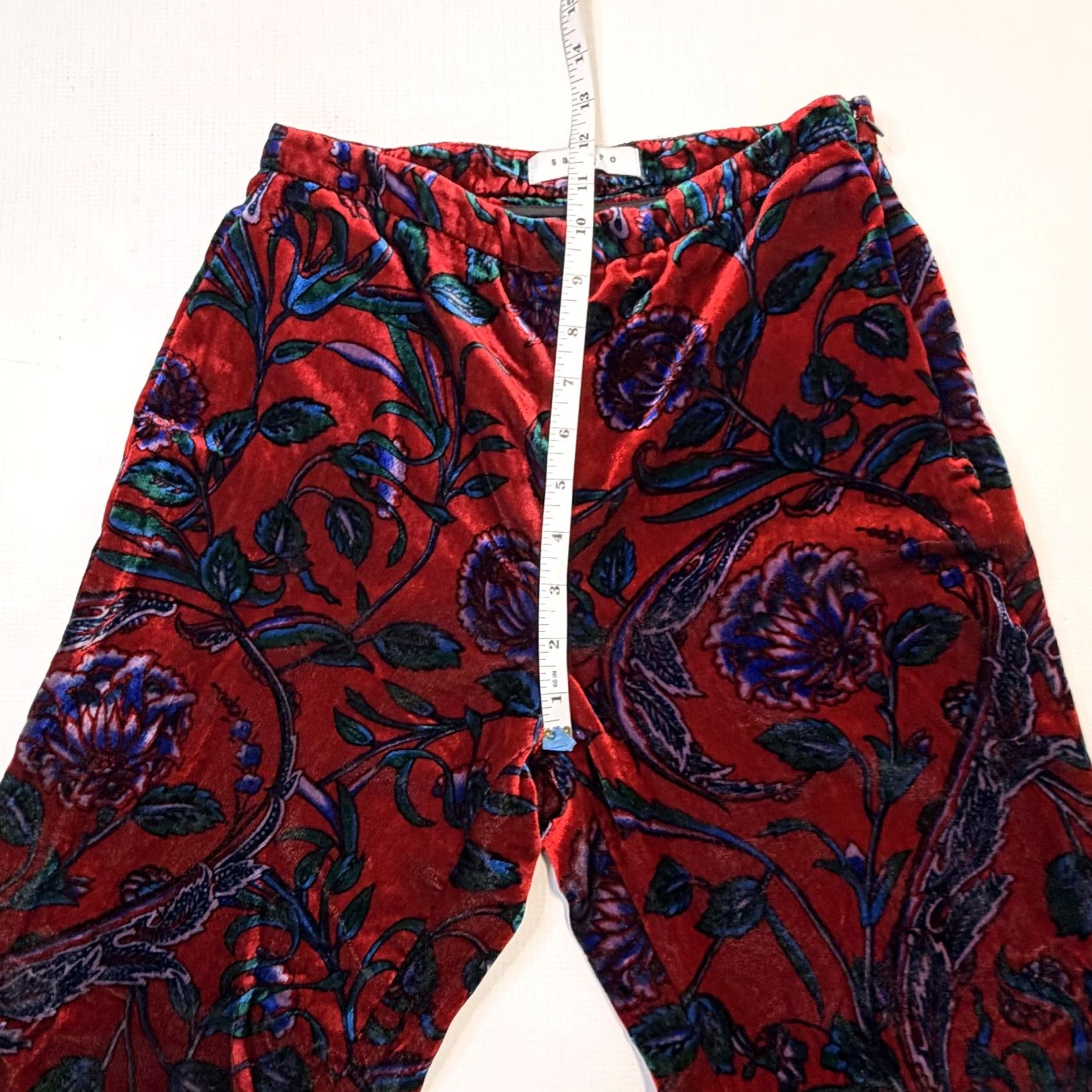 Sandro Sandro Pants Womens 36 Red Velvet Floral Wide Leg Zip Pockets Party Cocktail Pants Womens Red Velvet Floral Wide-Leg Zip Pockets 36 Mens? Size 25" / US 0 / IT 36 - 5 Thumbnail