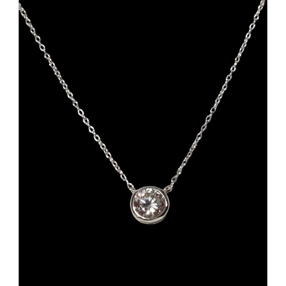 Other Minimalist Sterling Silver Gemmed Pendant Necklace Size ONE SIZE - 2 Thumbnail