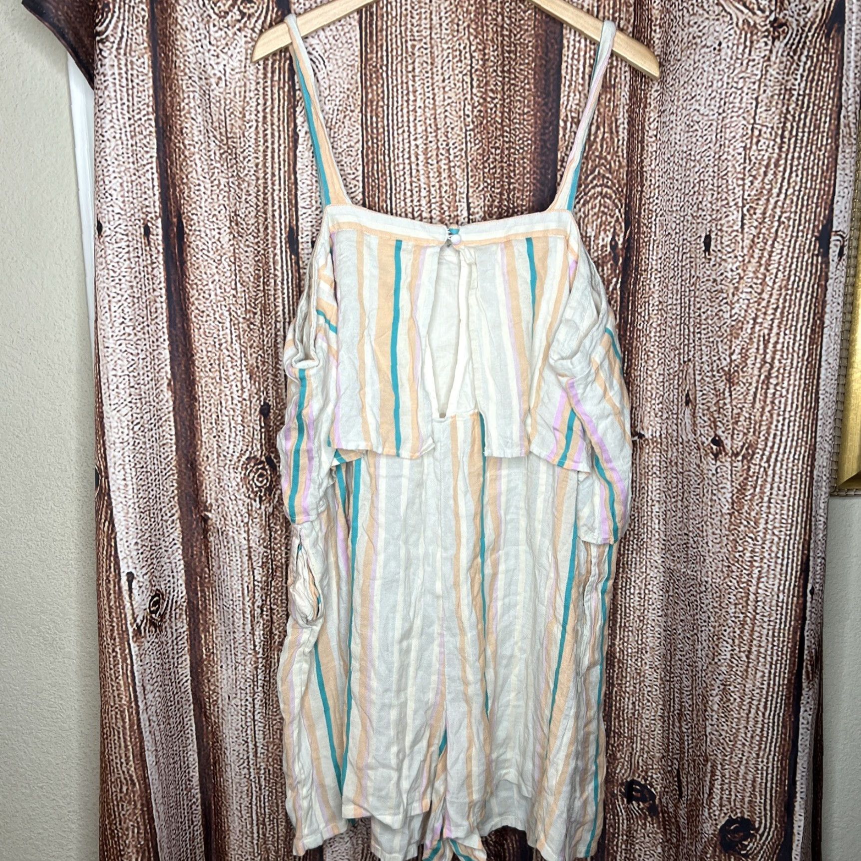 Vintage BP Womens Romper 4X Plus Size Square Neck 3/4 Sleeve Ivory Polka Dot Striped Classic Vintage No (BP) Size 40" / US 18 - 3 Thumbnail