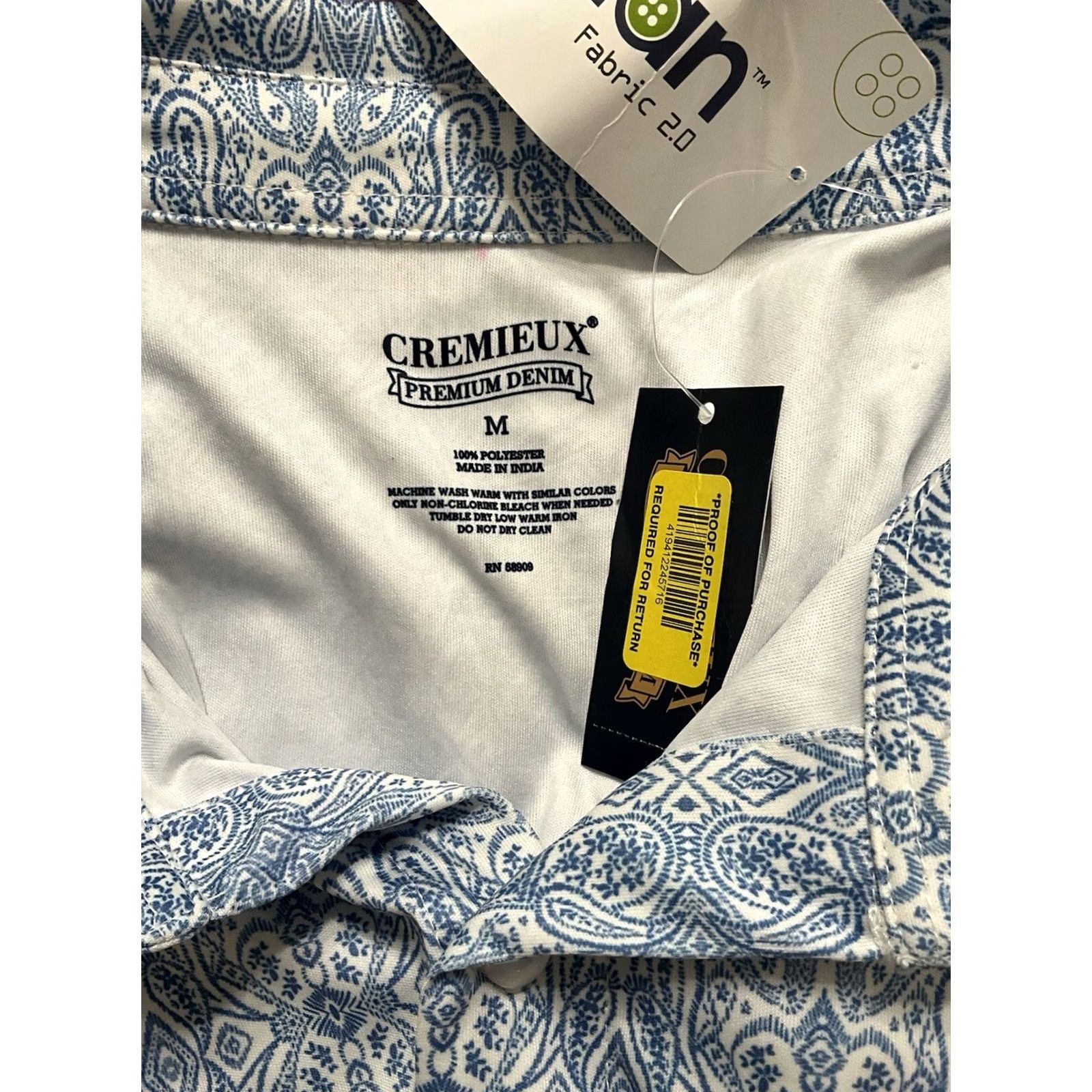 Cremieux Cremieux Premium Denim Button-Down Shirt M Men Blue Paisley Short Sleeve Size US M / EU 48-50 / 2 - 5 Thumbnail