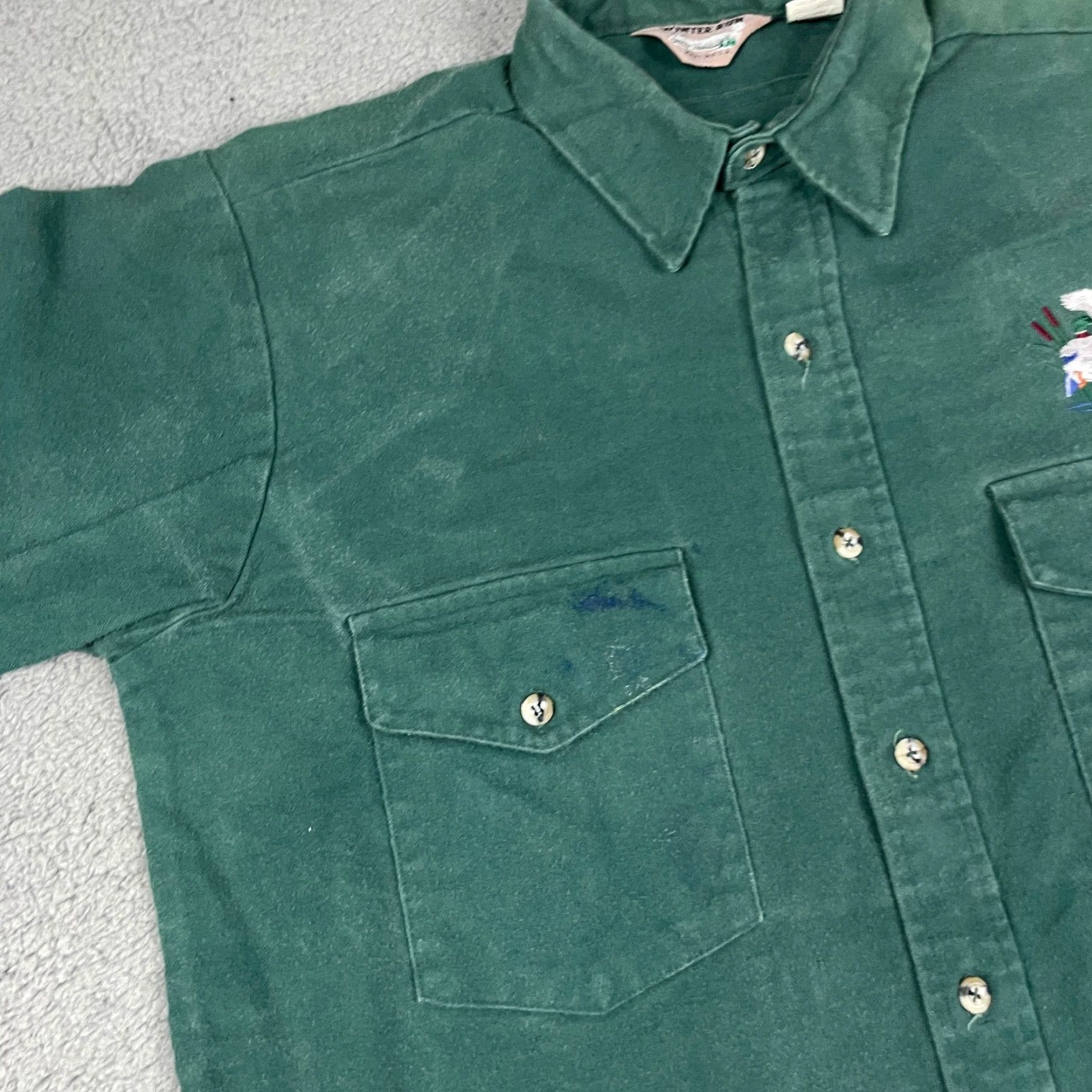 Vintage VINTAGE Winter Run Chamois Shirt - Green, Heavyweight Flannel, Button-Up, Cotton, Long Sleeve, Spread Collar, Size L (Tall) - Men’s, Casual, USA Made Size US L / EU 52-54 / 3 - 6 Thumbnail
