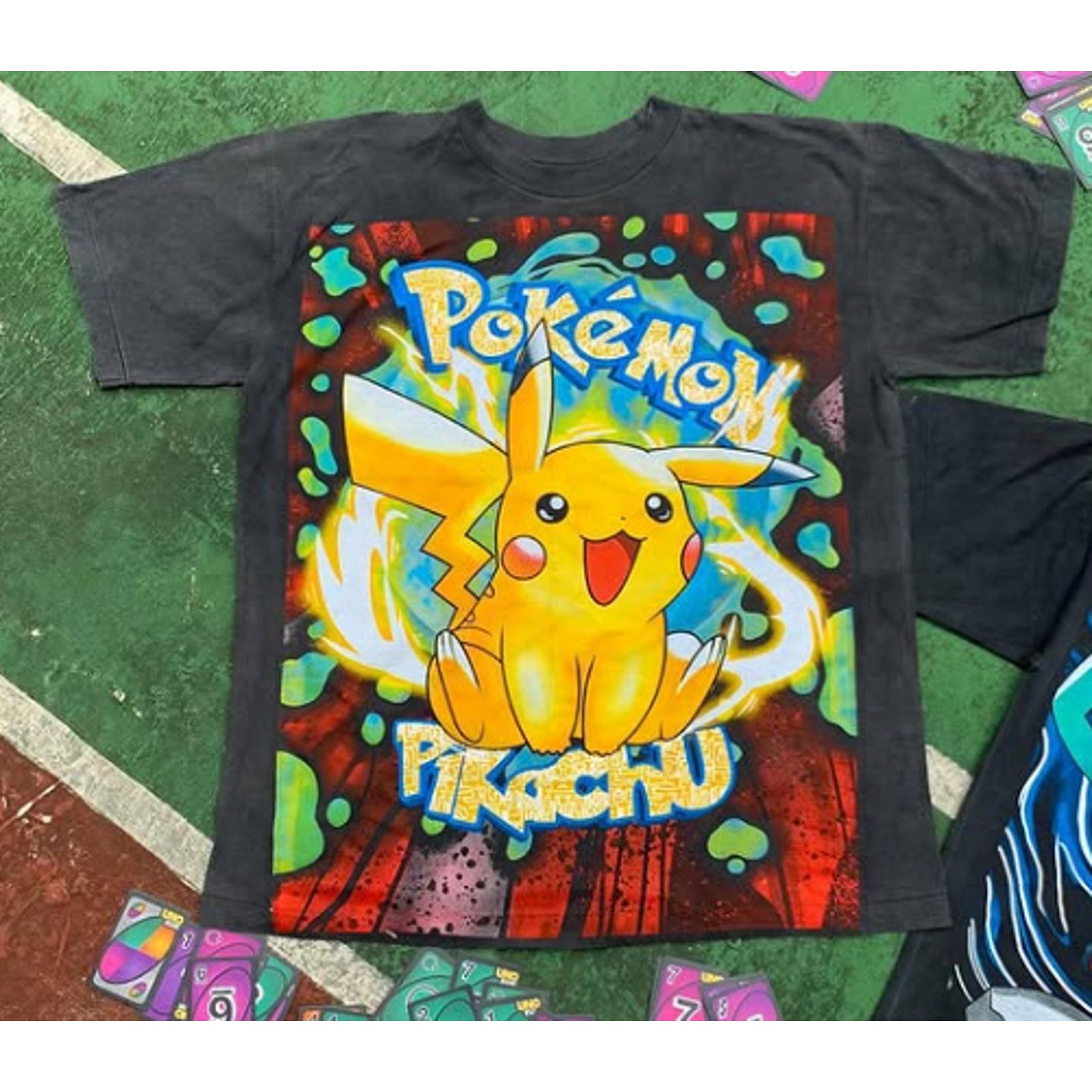 SCOOP Pokemon Pikachu LOVE Analytic T shirt XL Black AOP BOOTLEG Size US XL / EU 56 / 4 - 1 Thumbnail