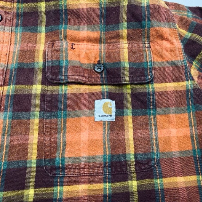 Carhartt Carhartt Shirt XL Loose Heavy Flannel Plaid 100% Cotton Burnt Sienna Button-Up Mens Size US XL / EU 56 / 4 - 4 Thumbnail