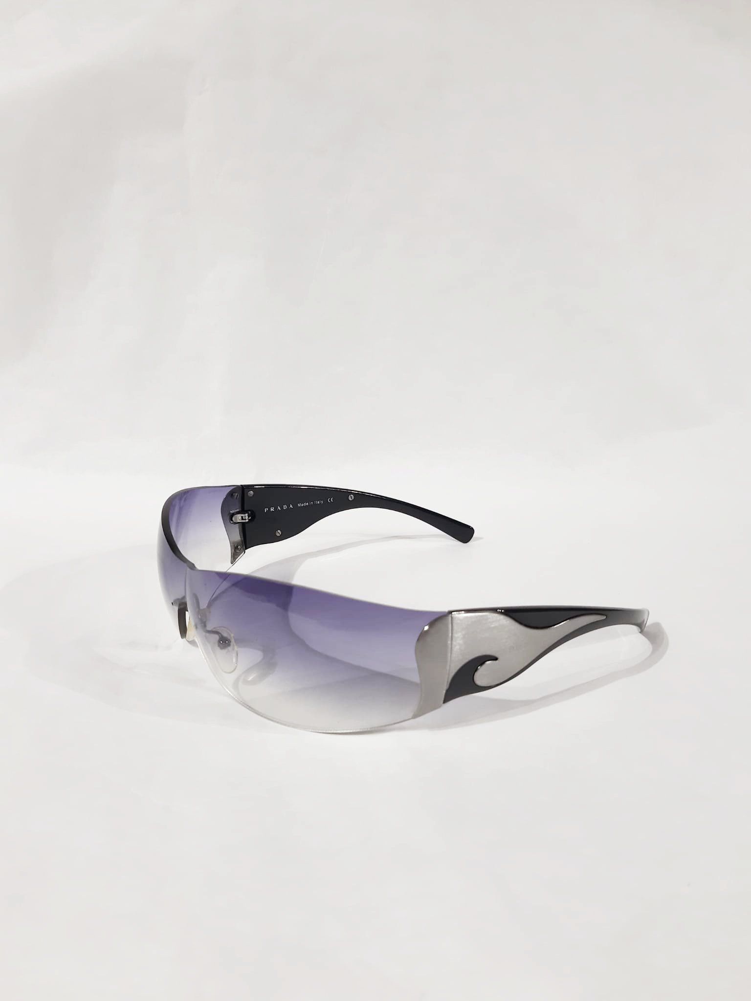 Prada Y2K Chrome Wave Black Sunglasses Vintage circa SS 2004 | Grailed