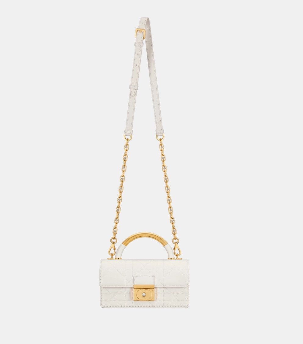 Dior MINI DIOR ANGE BAG Black Macrocannage Lambskin in white Size ONE SIZE - 4 Thumbnail