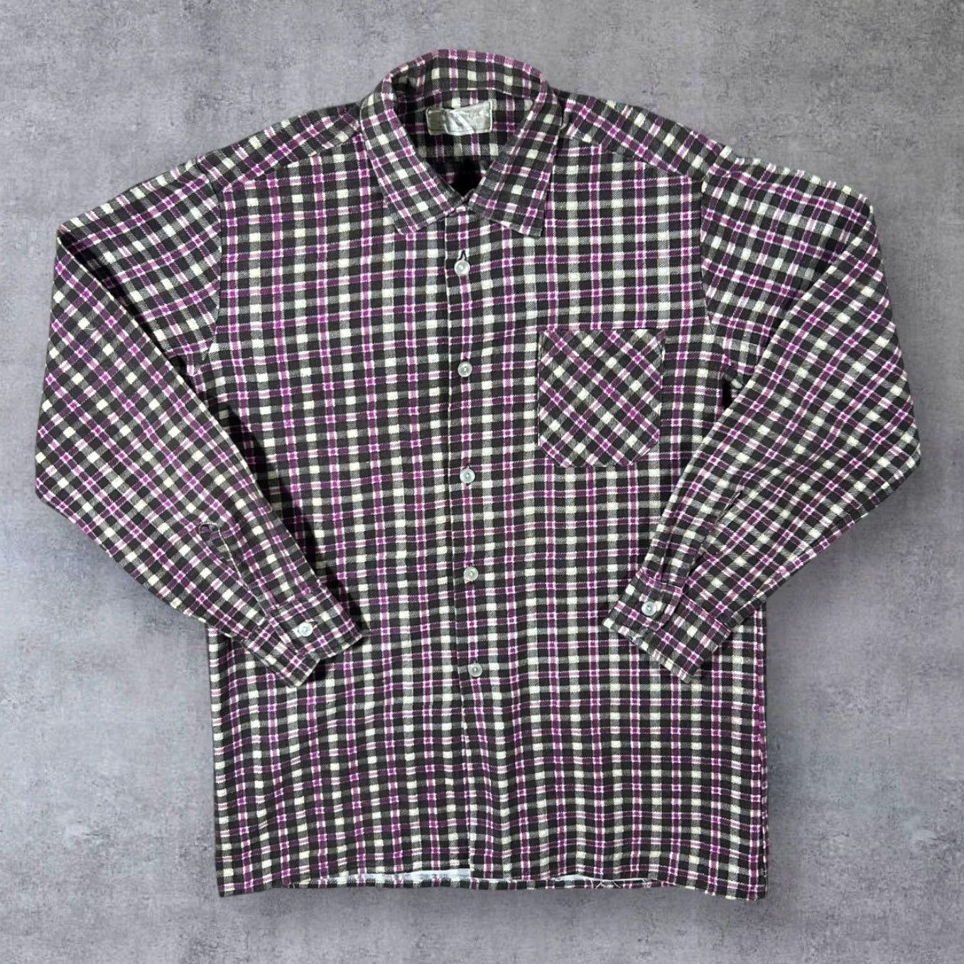 Vintage Vintage Oltenita Grey Pink White Yellow Plaid Check Long Sleeve Cotton Flannel Shirt M Mens Shirt Size US M / EU 48-50 / 2 - 2 Thumbnail
