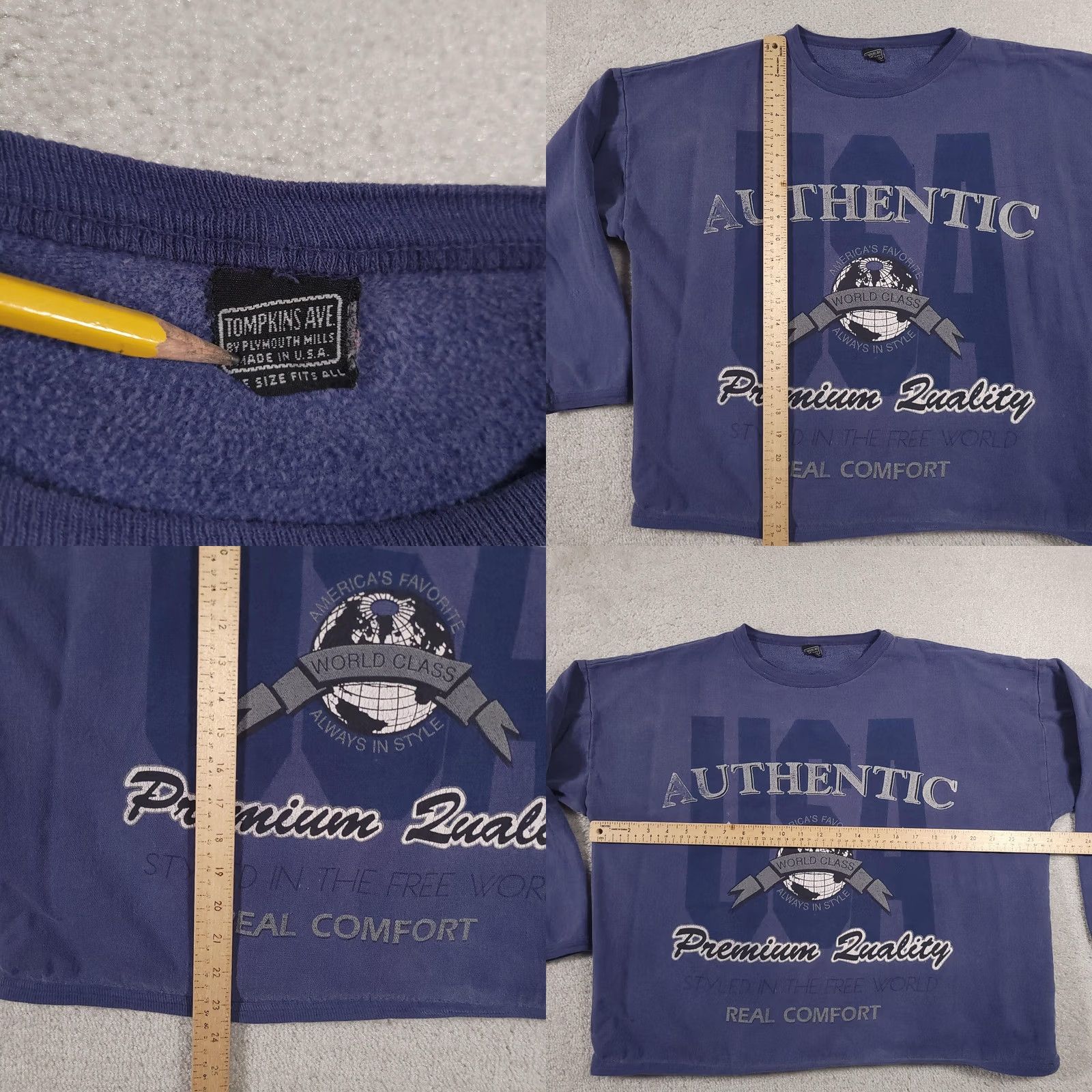 Vintage VINTAGE Tompkins Ave Sweatshirt Adult One Size USA Authentic Premium Comfort 90s Blue Graphic Print Pullover Crewneck Size US M / EU 48-50 / 2 - 8 Thumbnail