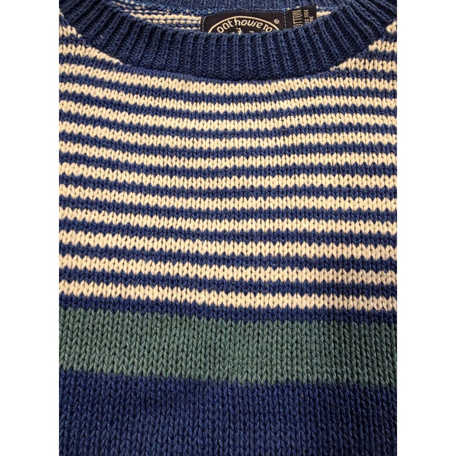 Vintage VINTAGE Boat House Row Striped Chunky-Knit Crewneck Sweater Mens Medium Blue 90s Preppy Casual Shirt/Jacket? Size US M / EU 48-50 / 2 - 3 Thumbnail