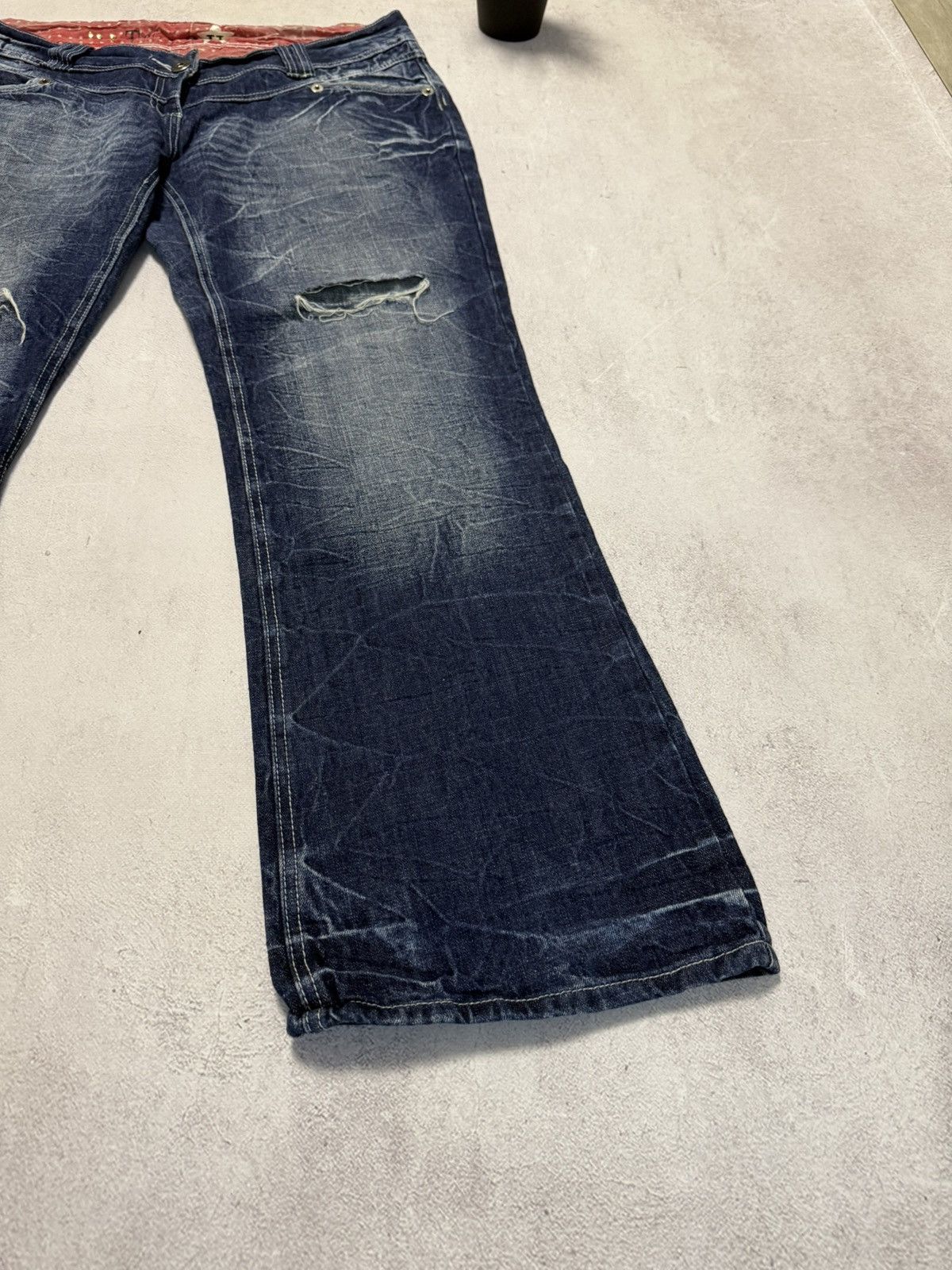 Japanese Brand SICK🔥 Japanese Bootcut Baggy Distressed Wash Jeans Pants 90s Size US 36 / EU 52 - 6 Thumbnail