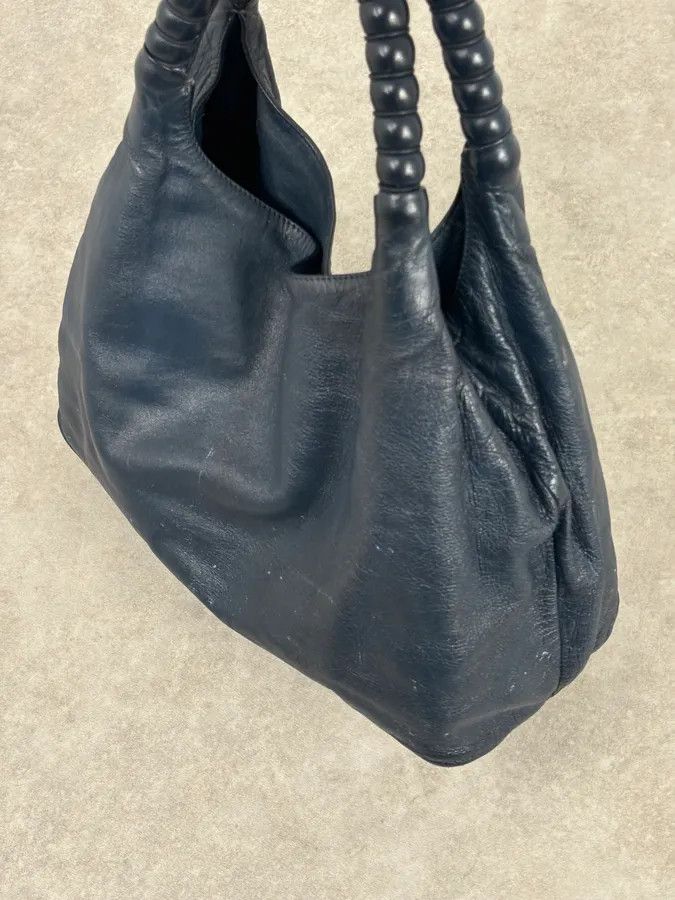 Jil Sander Jil Sander Navy Leather Hobo Bag with Wrapped Handle Size ONE SIZE - 9 Thumbnail