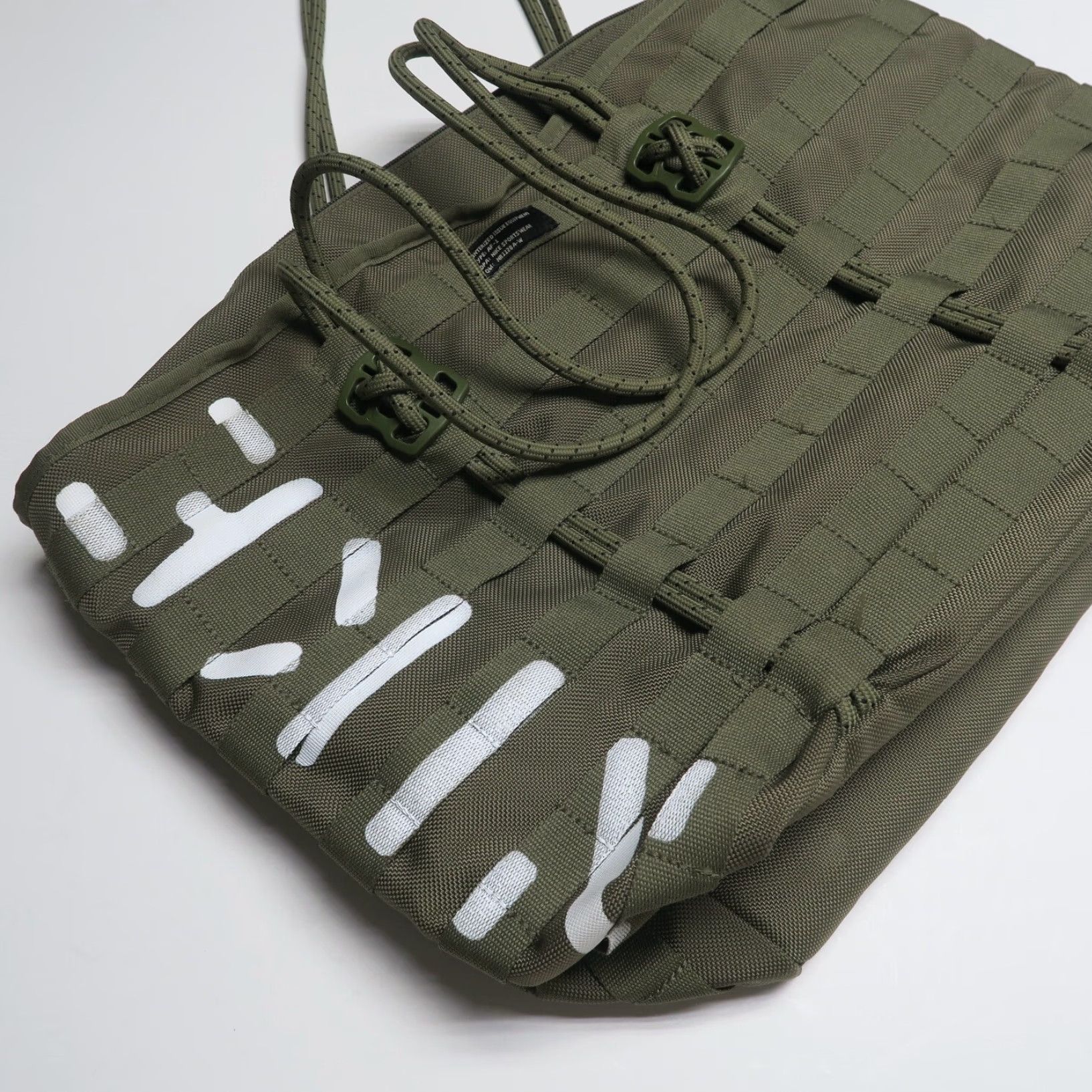 VINTAGE Nike Unisex Tote Bag Military Green Printed Graphic SF AF