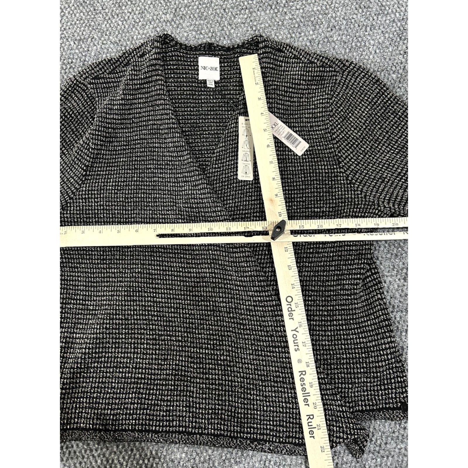 NIC+ZOE NIC+ZOE Sweater Womens XXL Black Neutral Multi Striped Wrap Cardigan Knit Size XXL / US 16-18 / IT 52-54 - 3 Thumbnail
