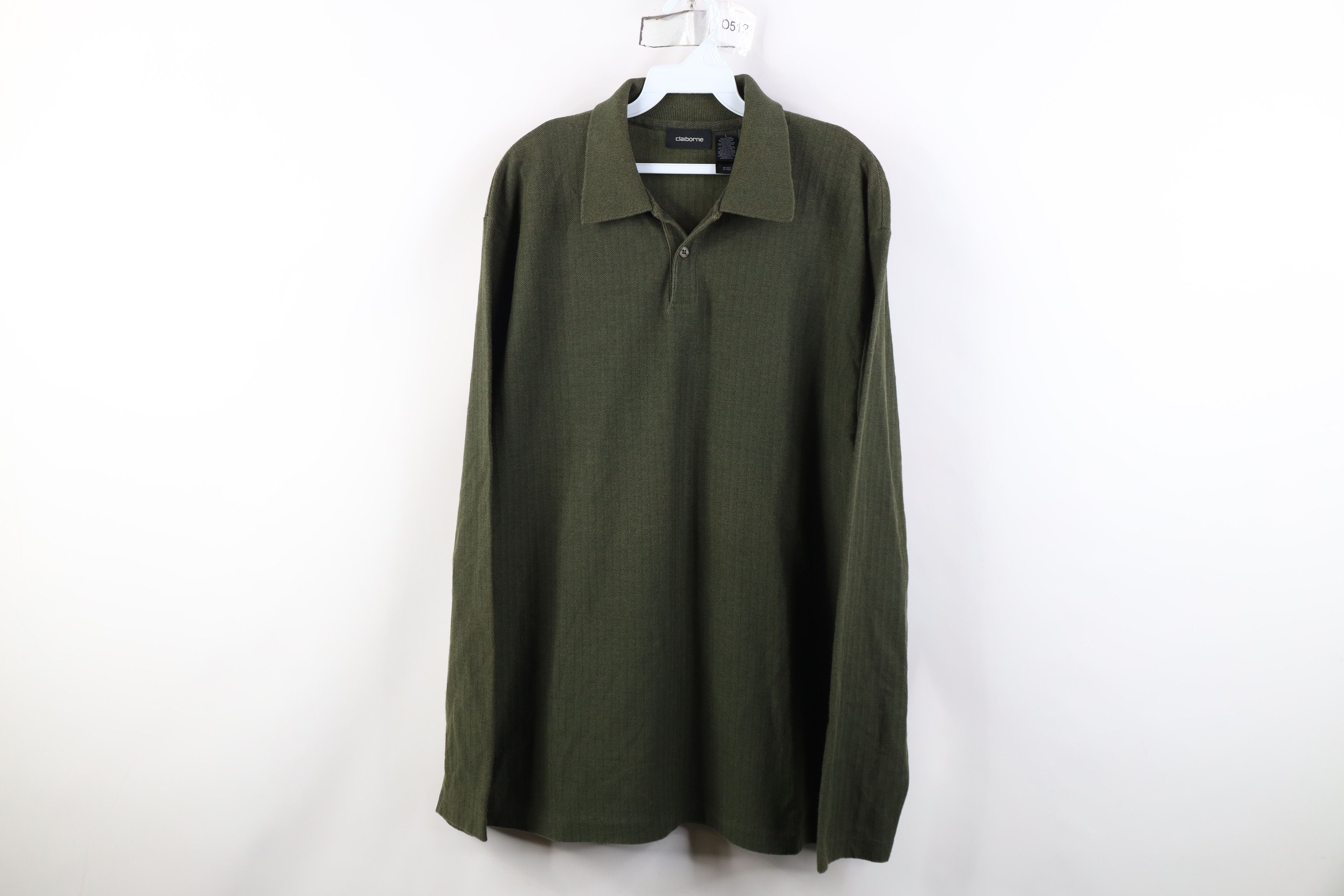 Vintage Vintage 90s Streetwear Herringbone Long Sleeve Polo USA Size US L / EU 52-54 / 3 - 1 Thumbnail