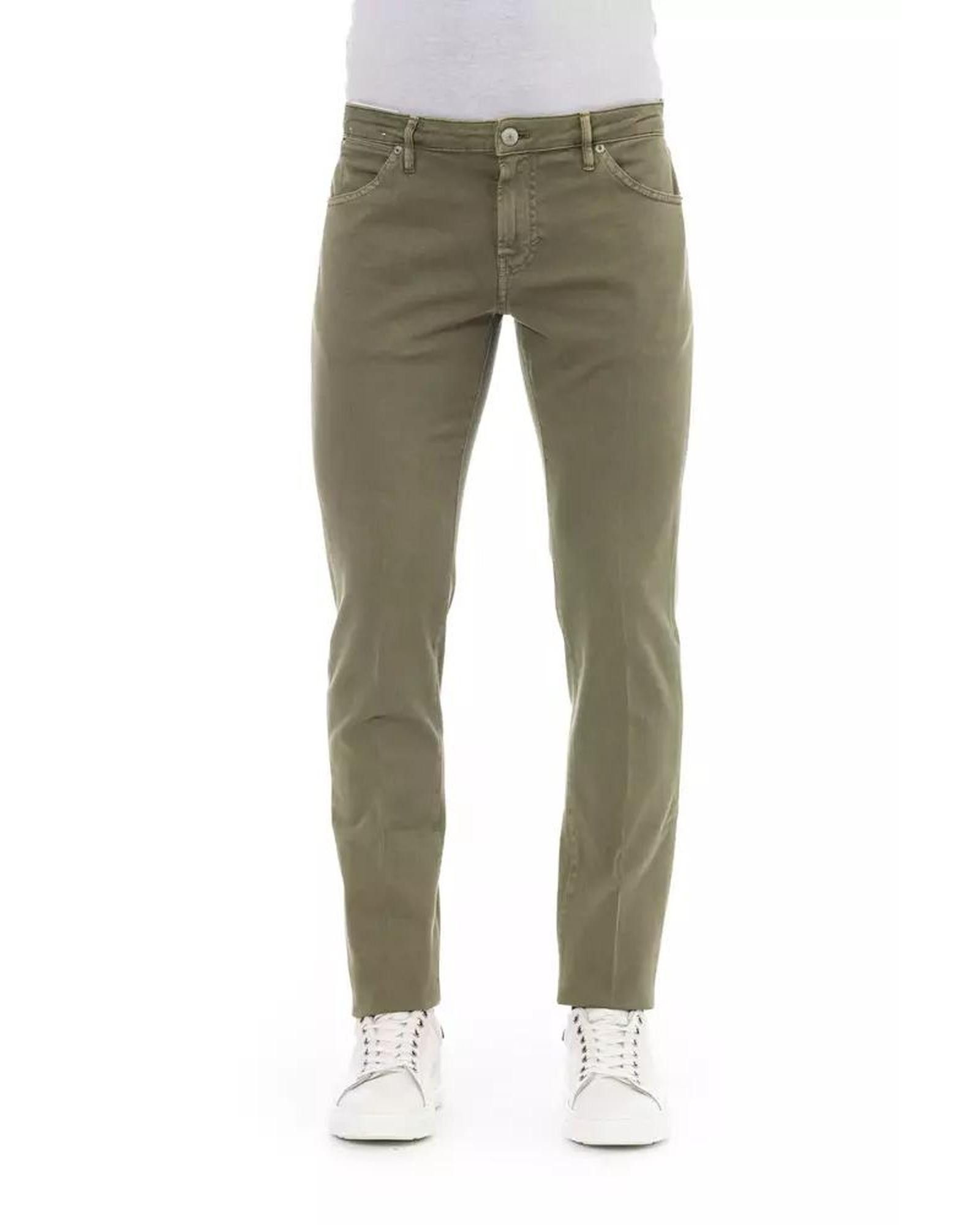 image of Pt Torino Cotton Jeans With Button And Zip Closure in Green, Men's (Size 31)