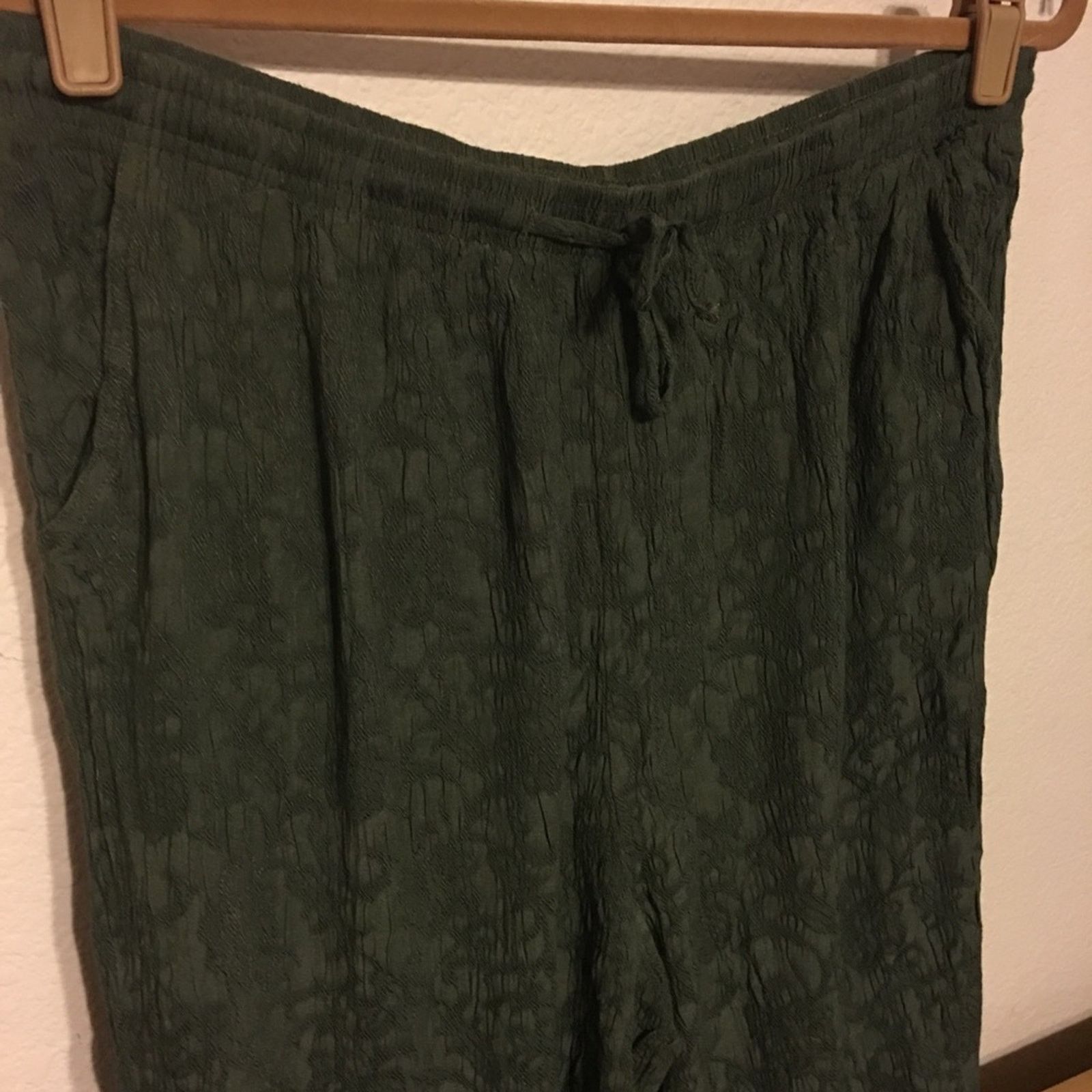 Other Erin London Green Textured crinkled pants XL Size 33" - 3 Thumbnail