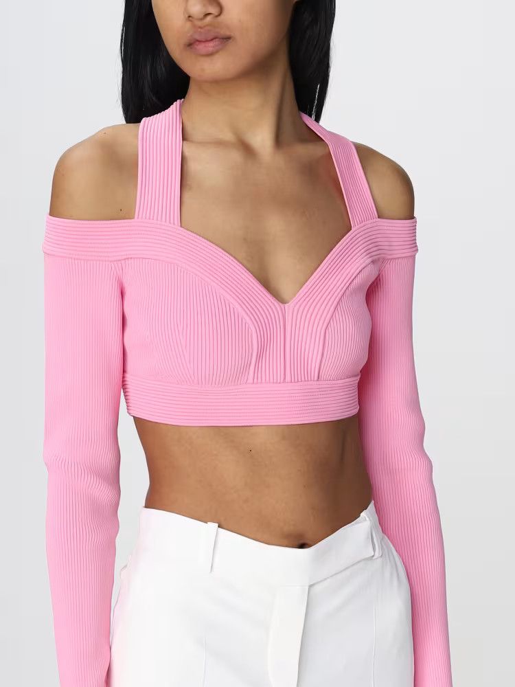 Alexander McQueen o1y0325 Crop Top in Pink Size M / US 6-8 / IT 42-44 - 5 Thumbnail