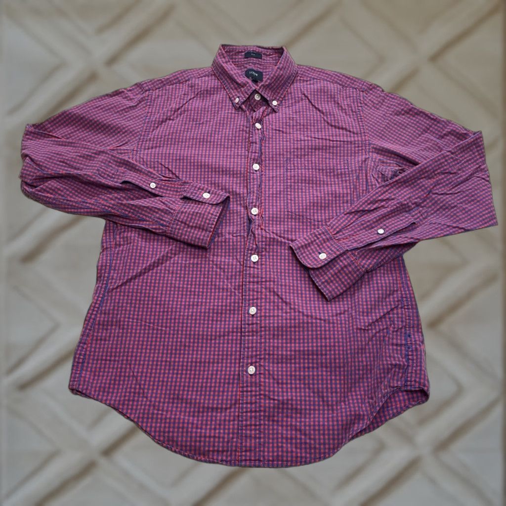 J.Crew J.Crew Button Down Shirt Mens Medium Red Blue Plaid Slim Fit Long Sleeve Cotton Shirt Size US M / EU 48-50 / 2 - 1 Thumbnail