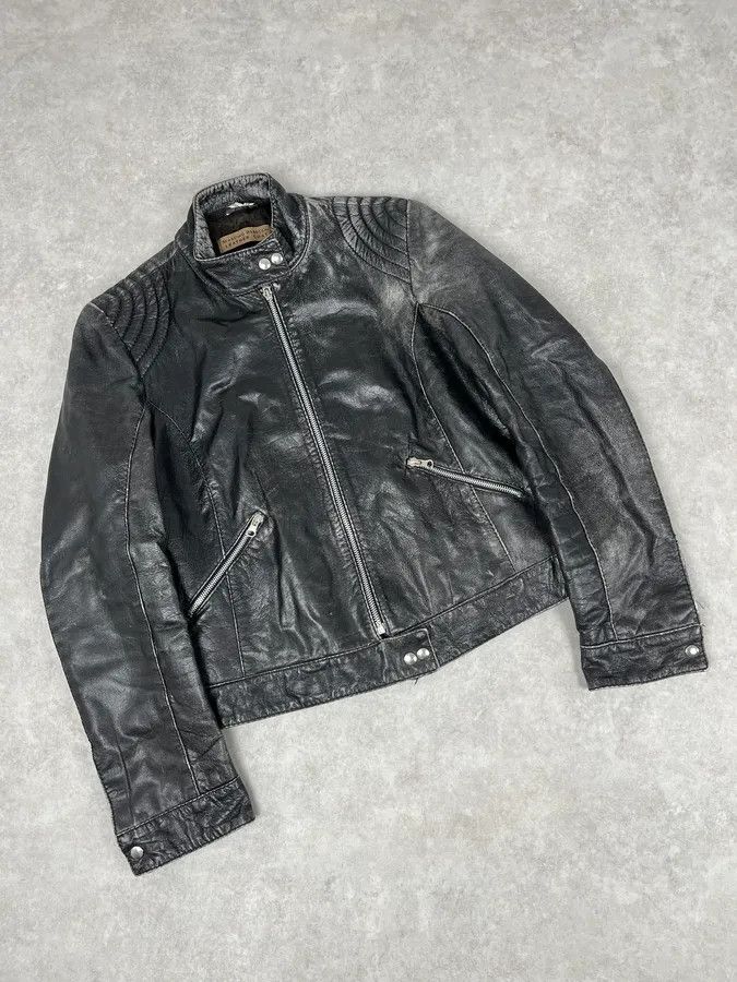 Vintage 2000s Massimo Rebecchi Biker Black Eroded Leather Jacket Size US S / EU 44-46 / 1 - 5 Thumbnail